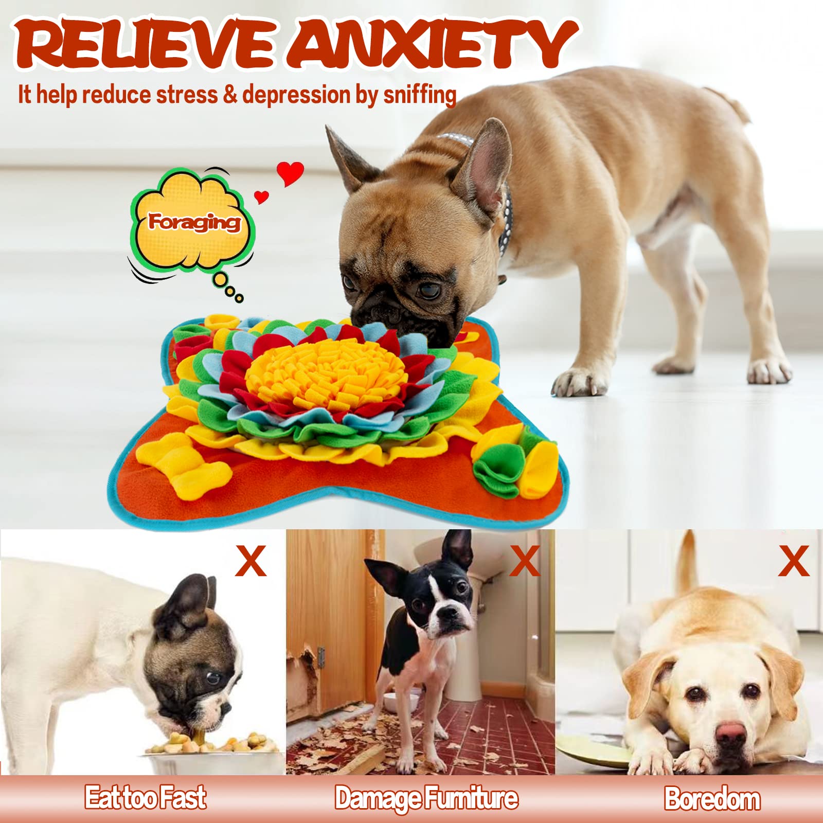Snuffle Mat for Dogs - Interactive Puzzle Toy for Small & Medium Breeds - Non-Slip, Durable Pet Feeding Mat Encourages Natural Foraging - Portable Treat Dispenser (Blue) - Perfect for Mealtime Enrichment & Slow Feeding