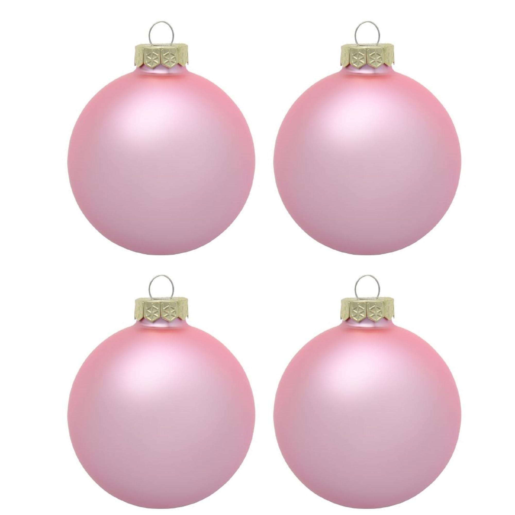 4ct Matte Baby Pink Glass Ball Christmas Ornaments 4.75