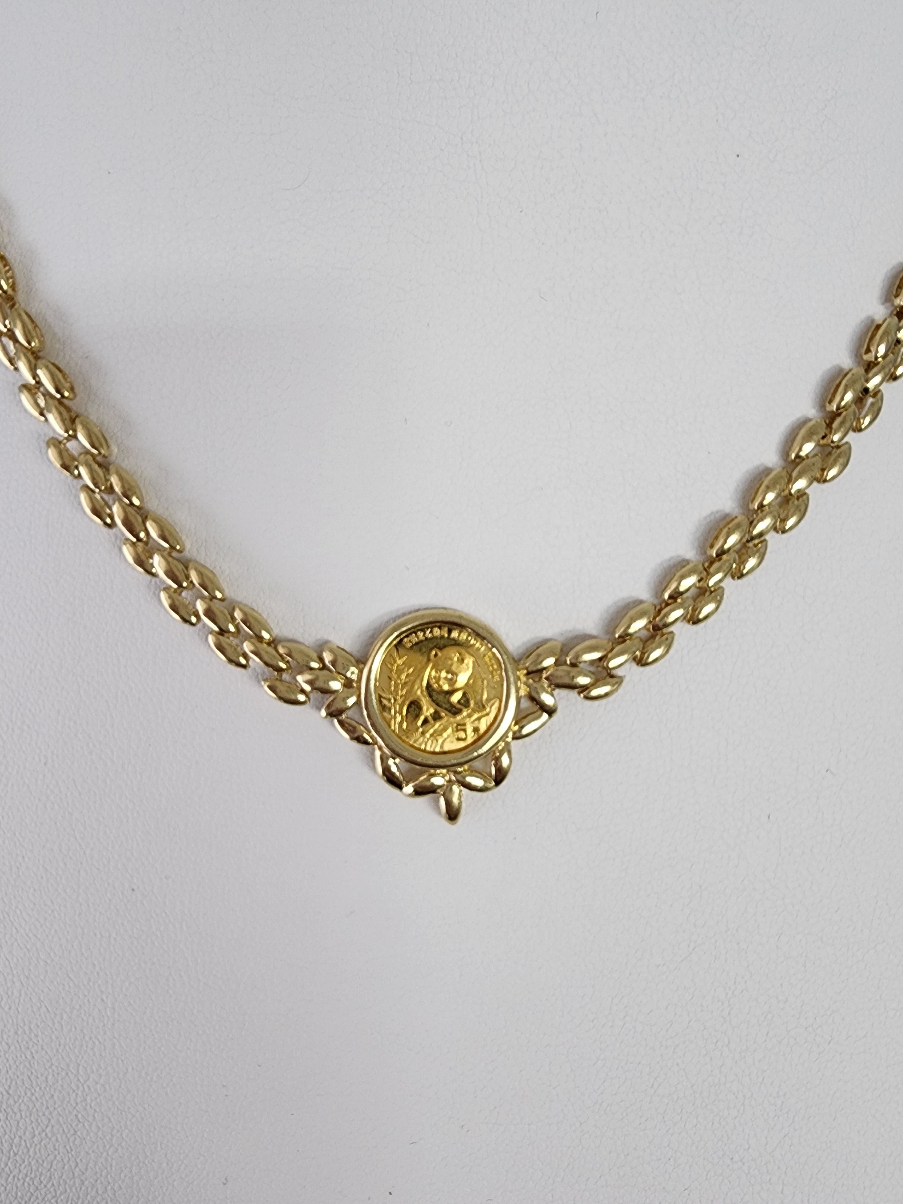 1/20OZ Panda Coin Necklace with Polished Gold Link Chain - Cute Animal Jewelry Gift for Women, Girls - Perfect for Birthday, Anniversary & Everyday Wear