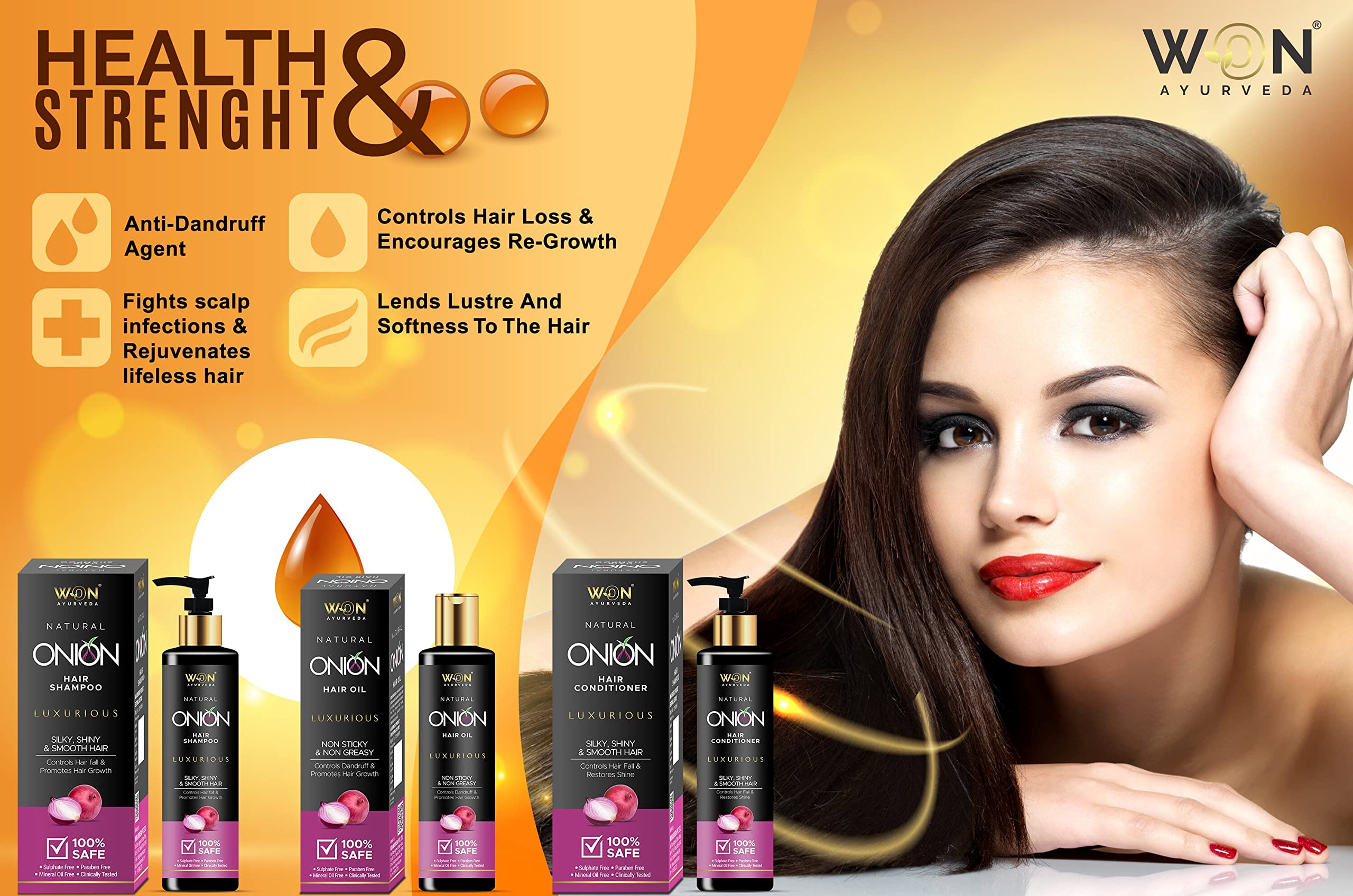 WON AYURVEDA Hair Oil & Conditioner Set - 4 Pack for Dry, Damaged Hair - Natural Ayurvedic Treatment for Hair Growth & Repair - Perfect for Daily Use & Scalp Massage