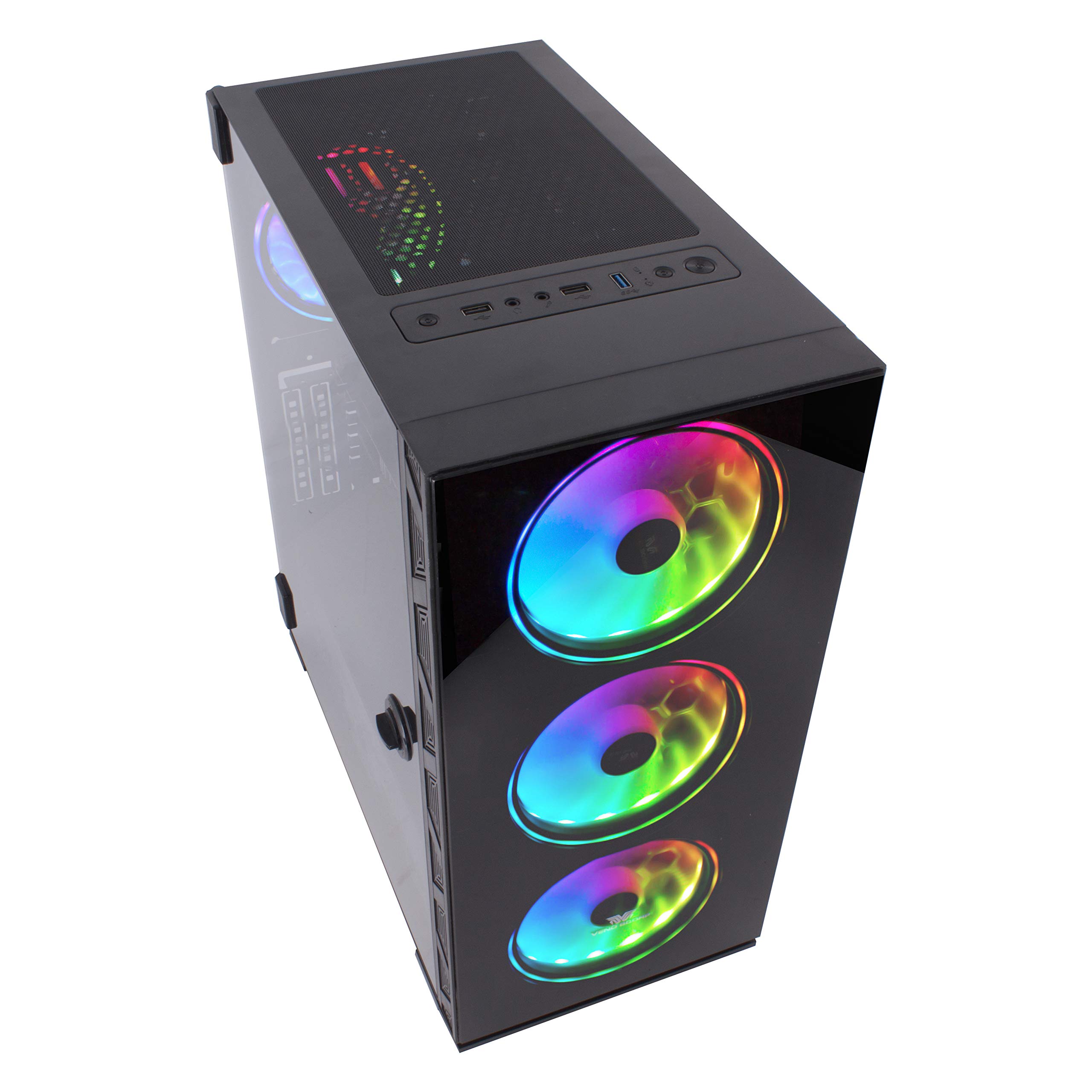 Veno Scorp Gaming PC Desktop Computer - Intel Core i7-3770 3.4GHz, GT 1030 2GB GPU, 16GB DDR3 RAM, 256GB NVMe SSD + 1TB HDD, 500W PSU, ARGB Case, WiFi 6, Win 10 | Perfect for Esports, Streaming & VR Gaming