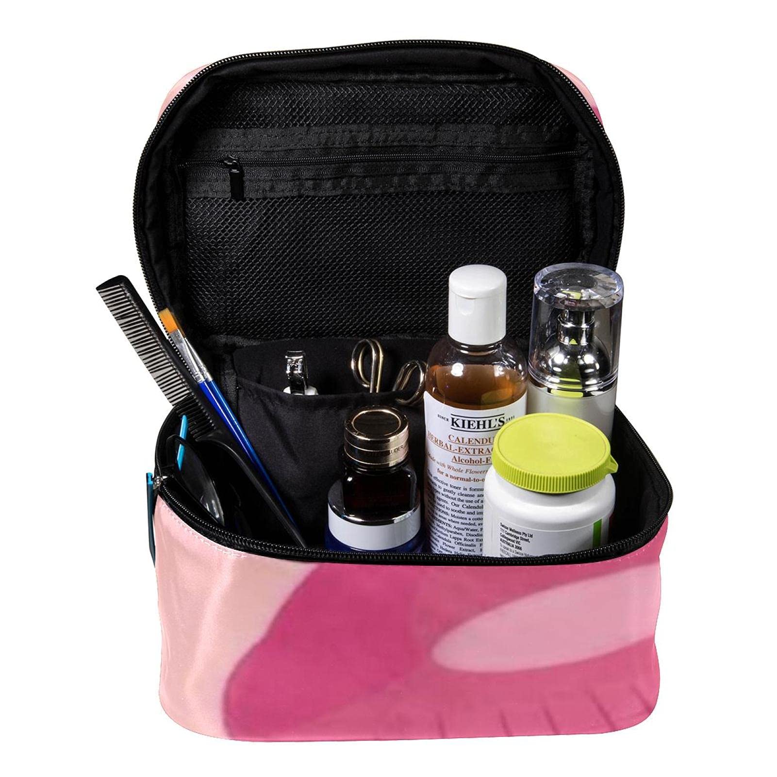 Stylish Tropical Flamingo Pineapple Watermelon Print Sunglasses & Large Cosmetic Travel Bag Set - Waterproof Makeup Case Organizer with Zipper for Women & Girls | Perfect for Beach Vacations, Pool Parties & Summer Travel Accessories