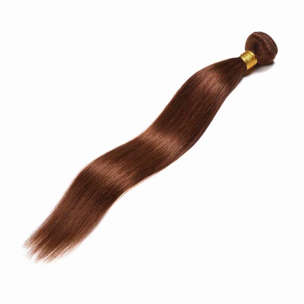 FEEL ME 100% Unprocessed Brazilian Virgin Human Hair Weave - 3 Bundles 18 18 18 Inch Silky Straight Hair Extensions (Light Brown, 300g) for Natural Look, Styling & Daily Wear