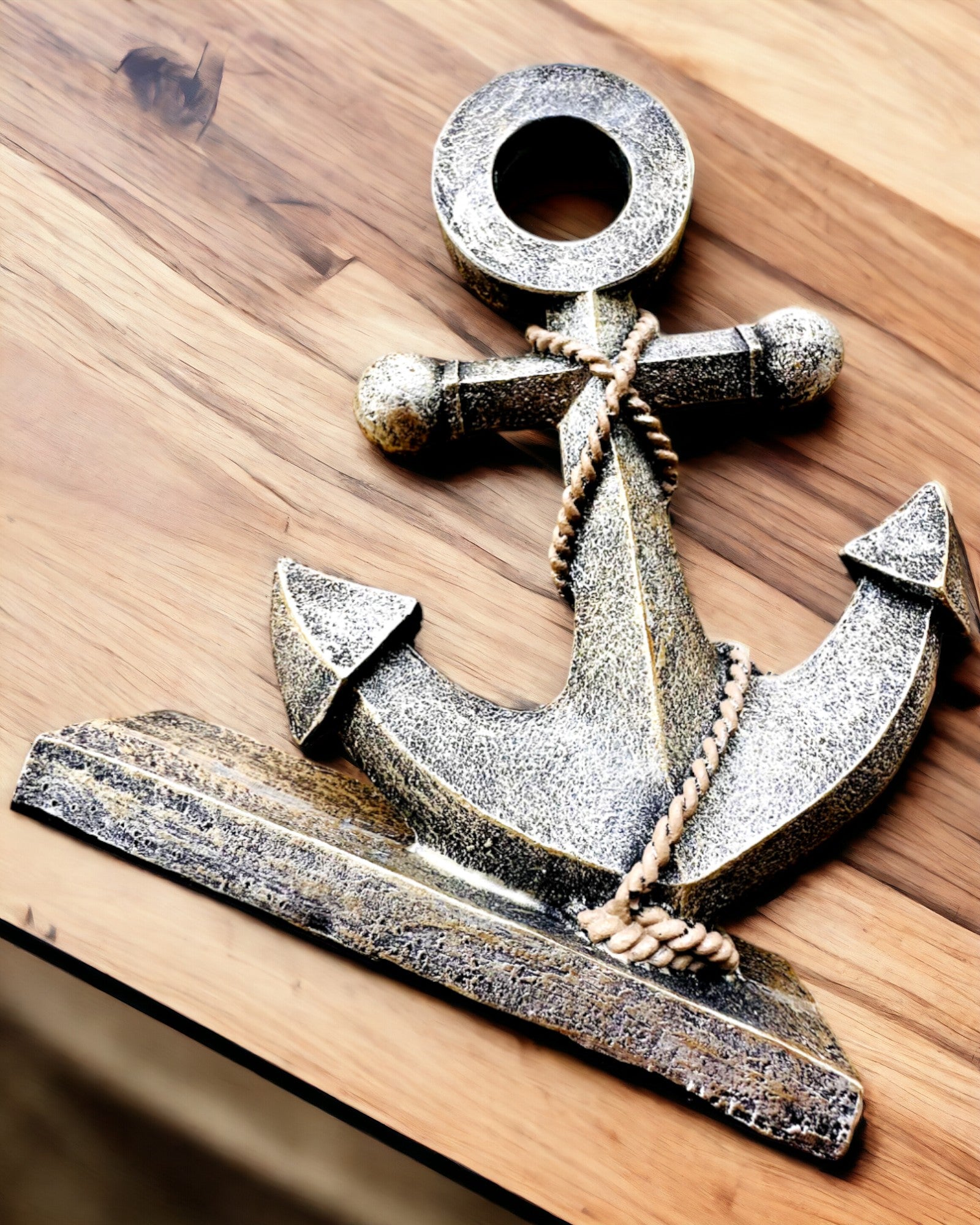 Personalized Rustic Resin Anchor Sculpture - Custom Engraved Sea Legend Home Decor for Beach House, Nautical Theme, Wedding Gift & Coastal Interior Design