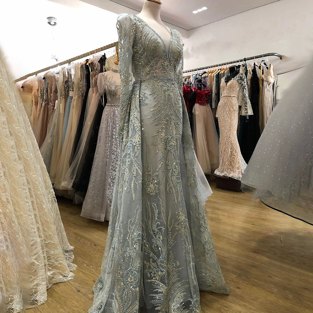 Serene Hill Muslim Rose Mermaid Evening Dresses 2025 - Luxury Beaded Mermaid Gowns for Women - Perfect for Parties, Weddings & Special Occasions