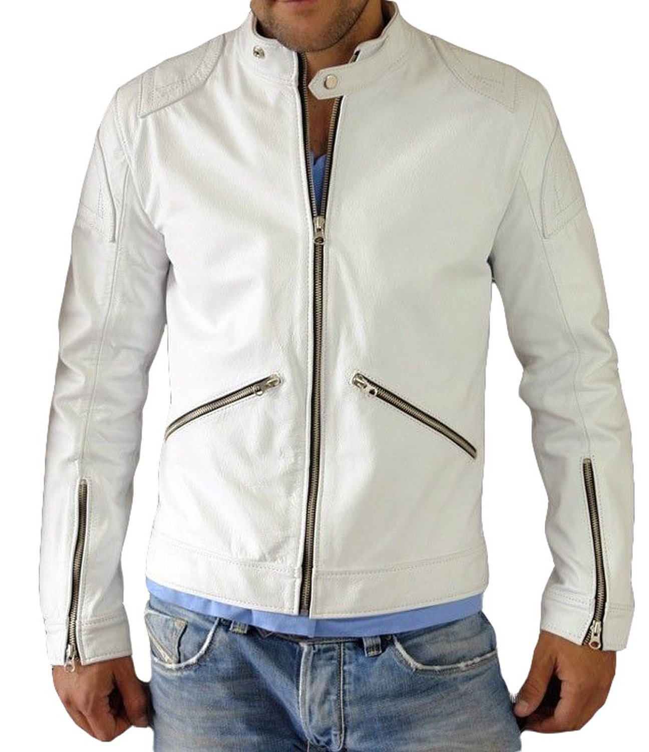 Genuine Lambskin Leather Biker Jacket for Men - Slim Fit Motorcycle Jacket X390 | Premium Men's Leather Jacket for Riding, Casual Wear & Outdoor Adventures