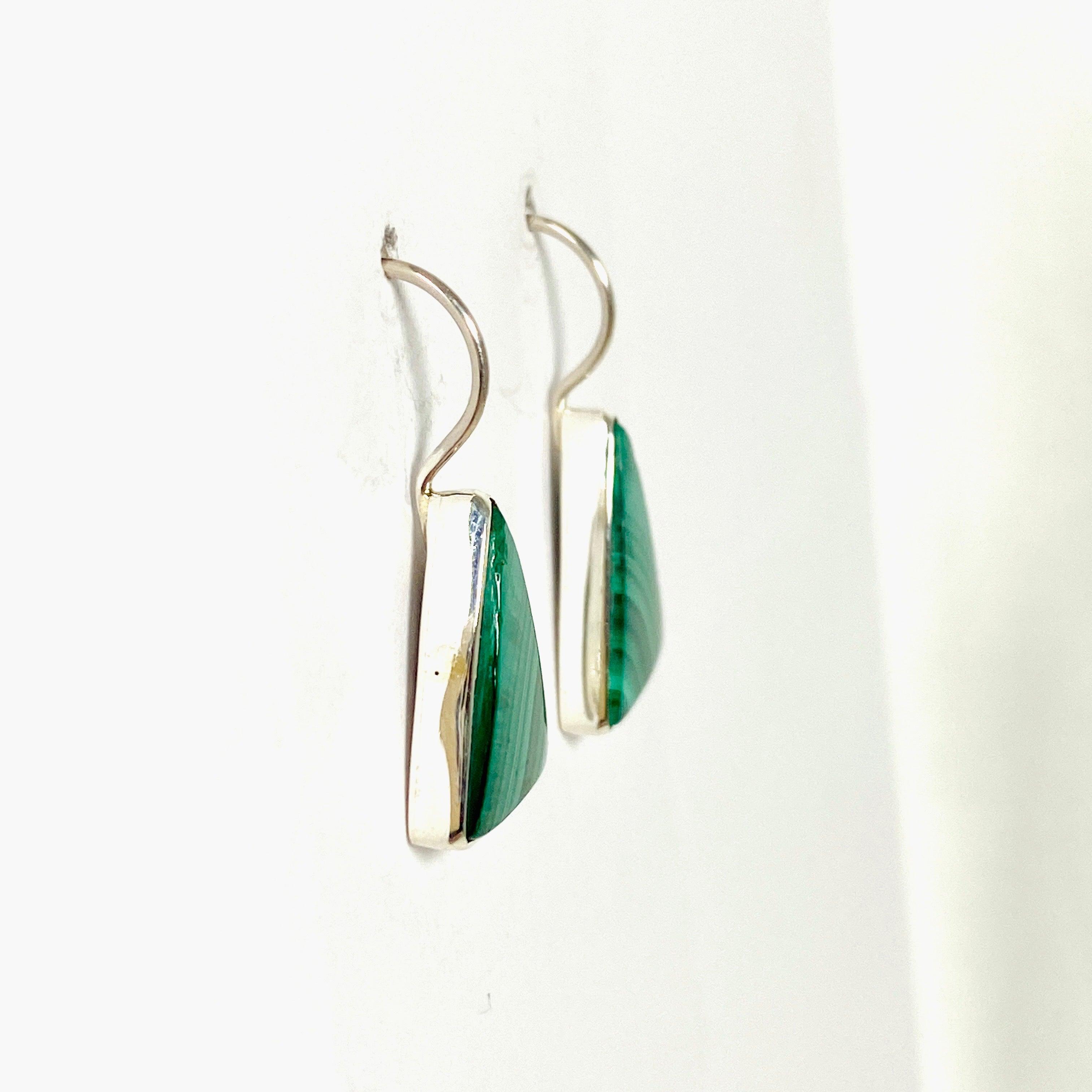 Malachite Triangle Hook Earrings for Women - Dangle Drop Earrings for Daily Wear, Party & Special Occasions - KEGJ1342