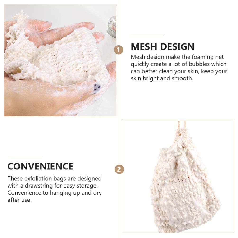 Beaupretty 3-Pack Mesh Soap Saver Bags - Reusable Soap Holder Pouch, Exfoliating Bath Sponge & Organizer for Shower, Travel, and Plant Soap Storage - Durable Ramie Mesh Soap Net Pouch