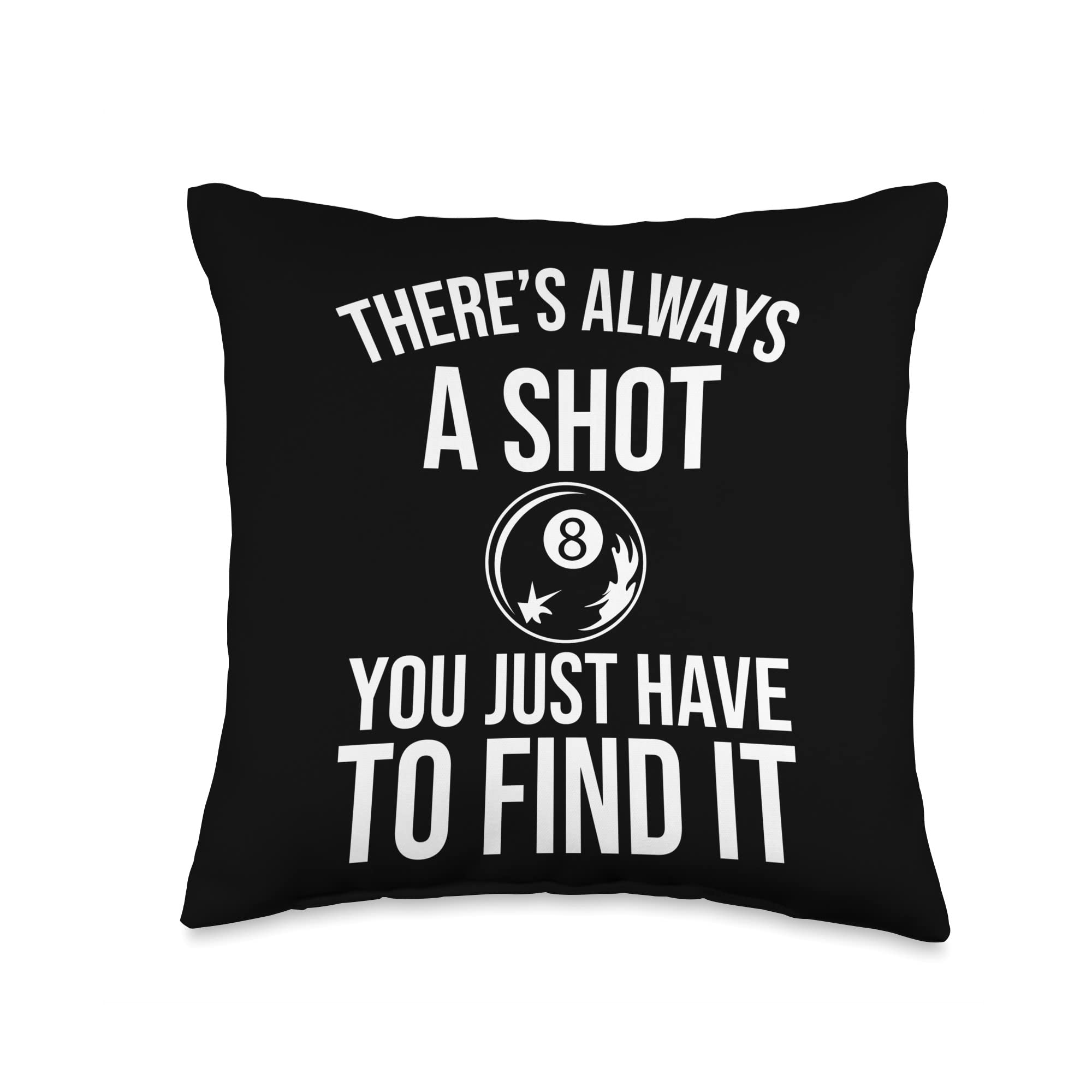 Funny Pool Player 8-Ball Throw Pillow 16x16 - Billiard Gifts & Accessories for Game Room Decor