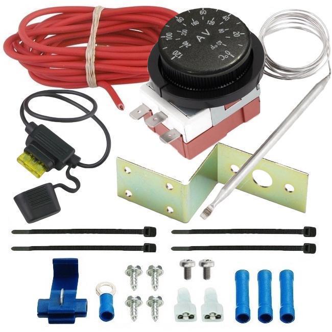 Electric Fan Adjustable Thermostat Temperature Control Switch Wiring Kit - Perfect for Home Cooling, HVAC Systems & DIY Projects