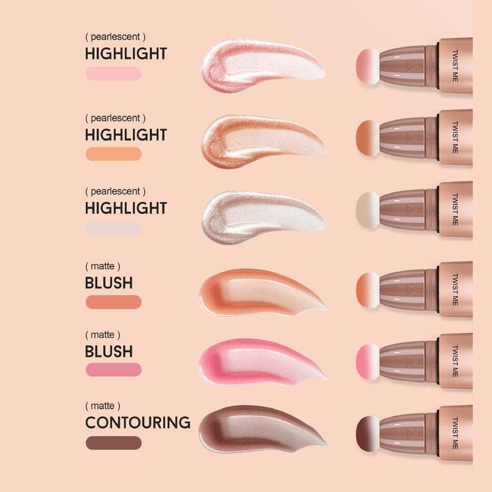 My Colors Liquid Highlighter Stick with Cushion Applicator - Soft Touch Long Lasting Natural Matte Finish - Silky Cream Face Highlighter & Contour Bronzer Stick for Everyday Glow & Night Out Makeup | Perfect for Highlighting Cheekbones, Nose Bridge & Cupid's Bow