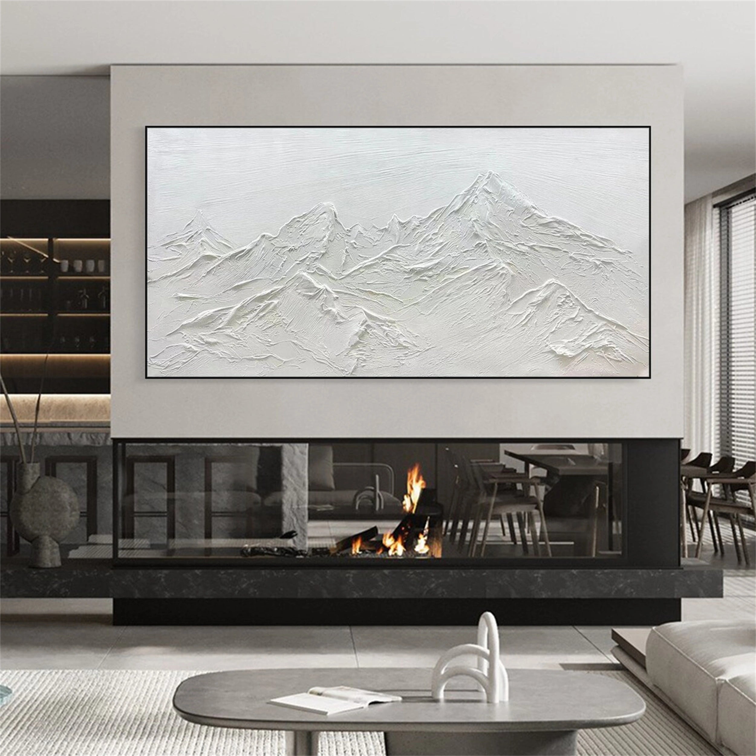 White Minimalist Textured Painting Canvas #MM107 - Modern Abstract Wall Art for Living Room, Bedroom & Office Decor