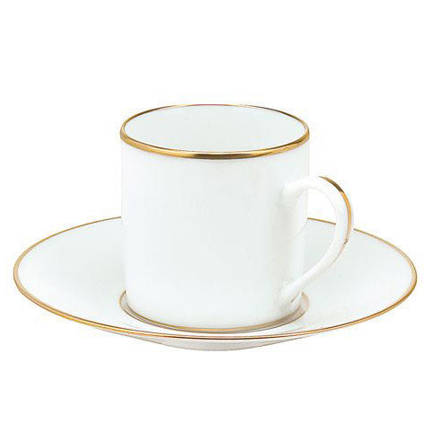 Christofle Albi Porcelain Cup and Saucer Set with 24K Gold Trim - Elegant Tea & Coffee Cups for Afternoon Tea, Bridal Showers, and Luxury Gift Giving