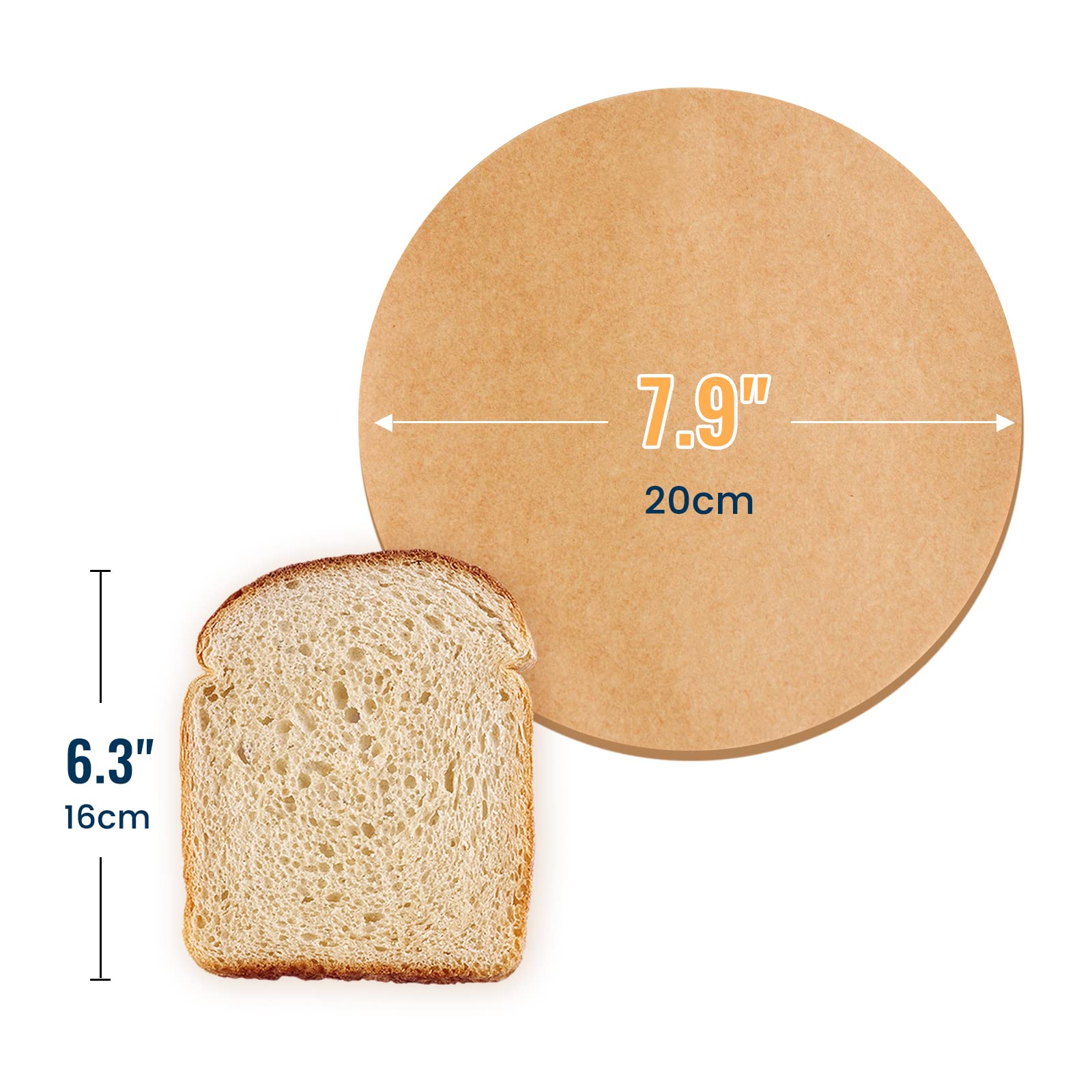 Happy Seal 7.9 Inch 250-Pack Disposable Parchment Paper Rounds - Non-Stick Baking Sheets for Air Fryer, Oven & Microwave - Perfect for Cakes, Cookies & Pastries - Ideal for Home Baking, Meal Prep & Party Desserts