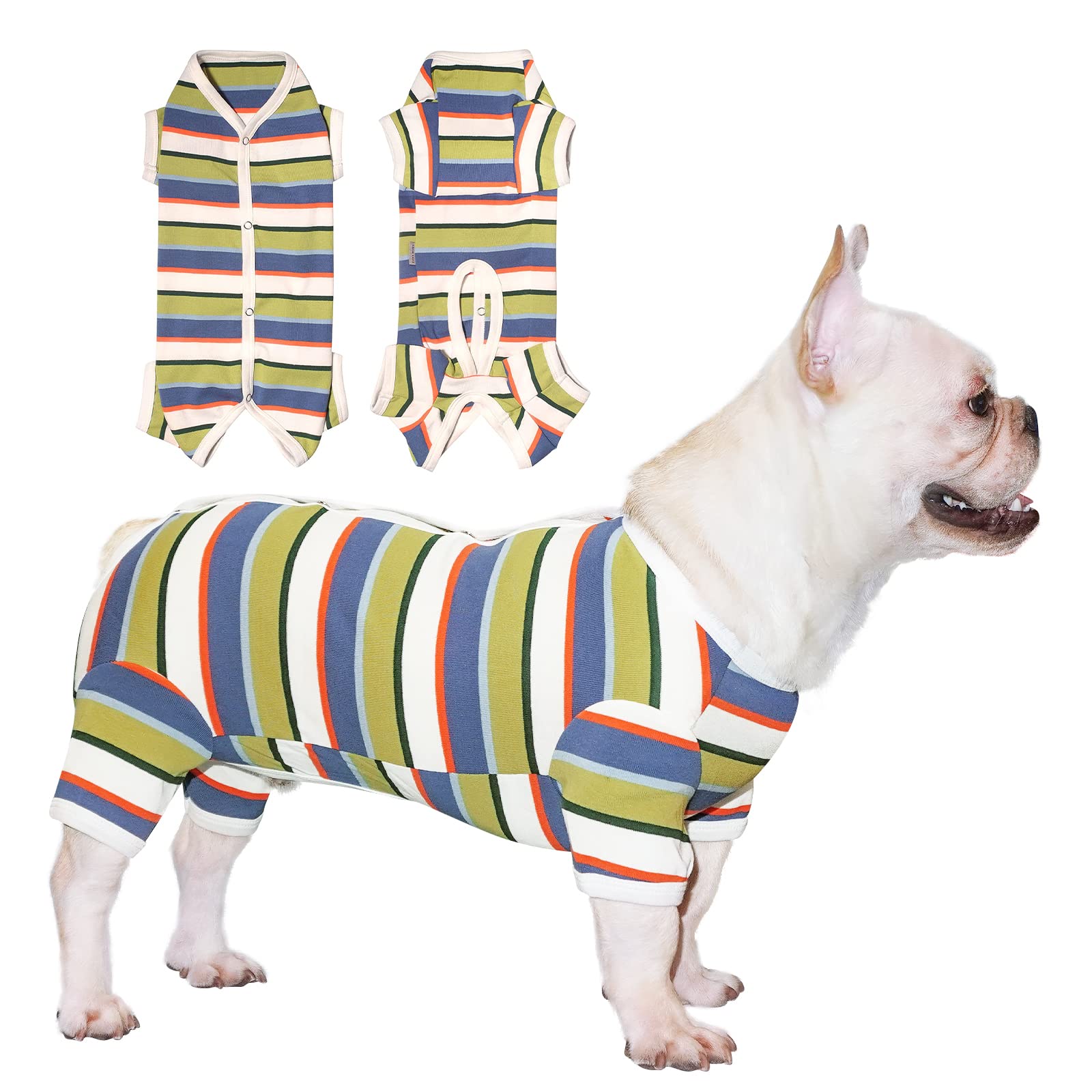 TONY HOBY Dog Pajamas for Small & Medium Dogs - Soft Comfortable Dog Onesie Jumpsuit, Cute Blue & White Dog Shirt for Boys, Post-Surgery Recovery Suit - Perfect for Winter Nights, Indoor Lounging & Vet Visits (XS Size)