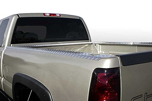 Chevy GMC Short Bed Pickup Truck Bed Rail Caps - Diamond Tread Bright Polished Aluminum Stake Pocket Hole Covers (Set of 2) | Compatible with Silverado, Sierra & More | Perfect for Hauling & Cargo Protection