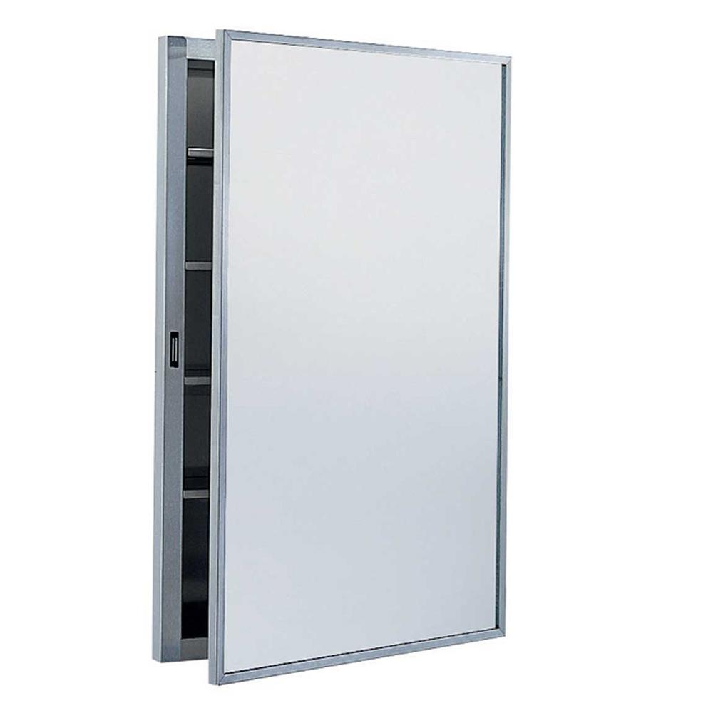 Bobrick B398 Recessed Medicine Cabinet with Mirror & Swing Door - Satin Finish | Perfect for Bathroom Storage & Organization