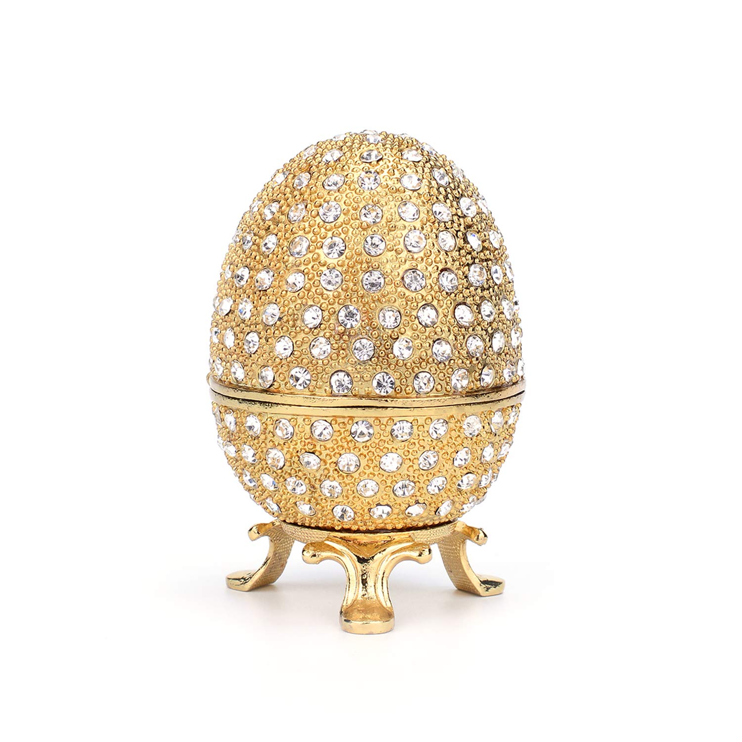 QIFU Gold Easter Egg Style Hand-Painted Hinged Jewelry Box - Elegant Gift Box for Jewelry Storage, Perfect for Easter Gifts, Mother's Day Presents & Home Decor