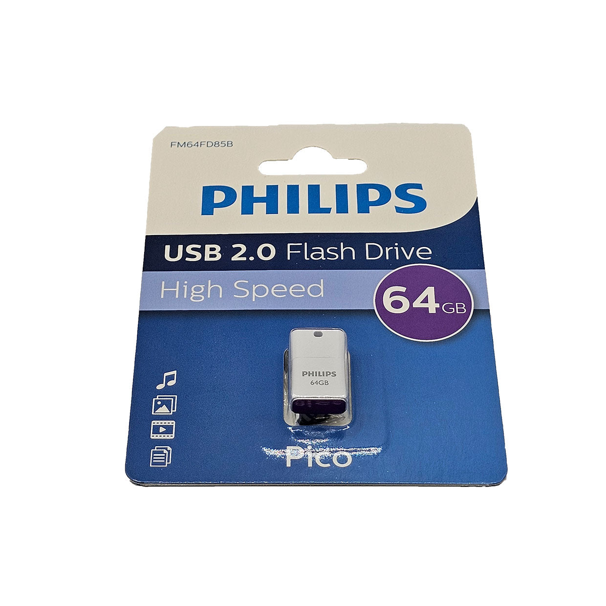 Philips 64GB USB Flash Drive - High-Speed Pico USB Stick for Data Storage, File Transfer - Perfect for Work, School, and Travel