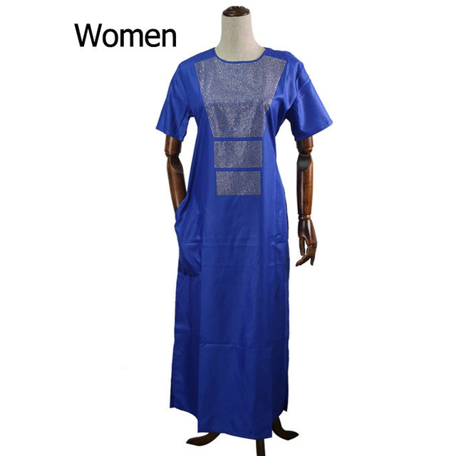 African Couple Matching Outfits - Traditional Long Dresses for Women & Men - Afrocentric Cultural Wear for Weddings, Parties & Special Occasions