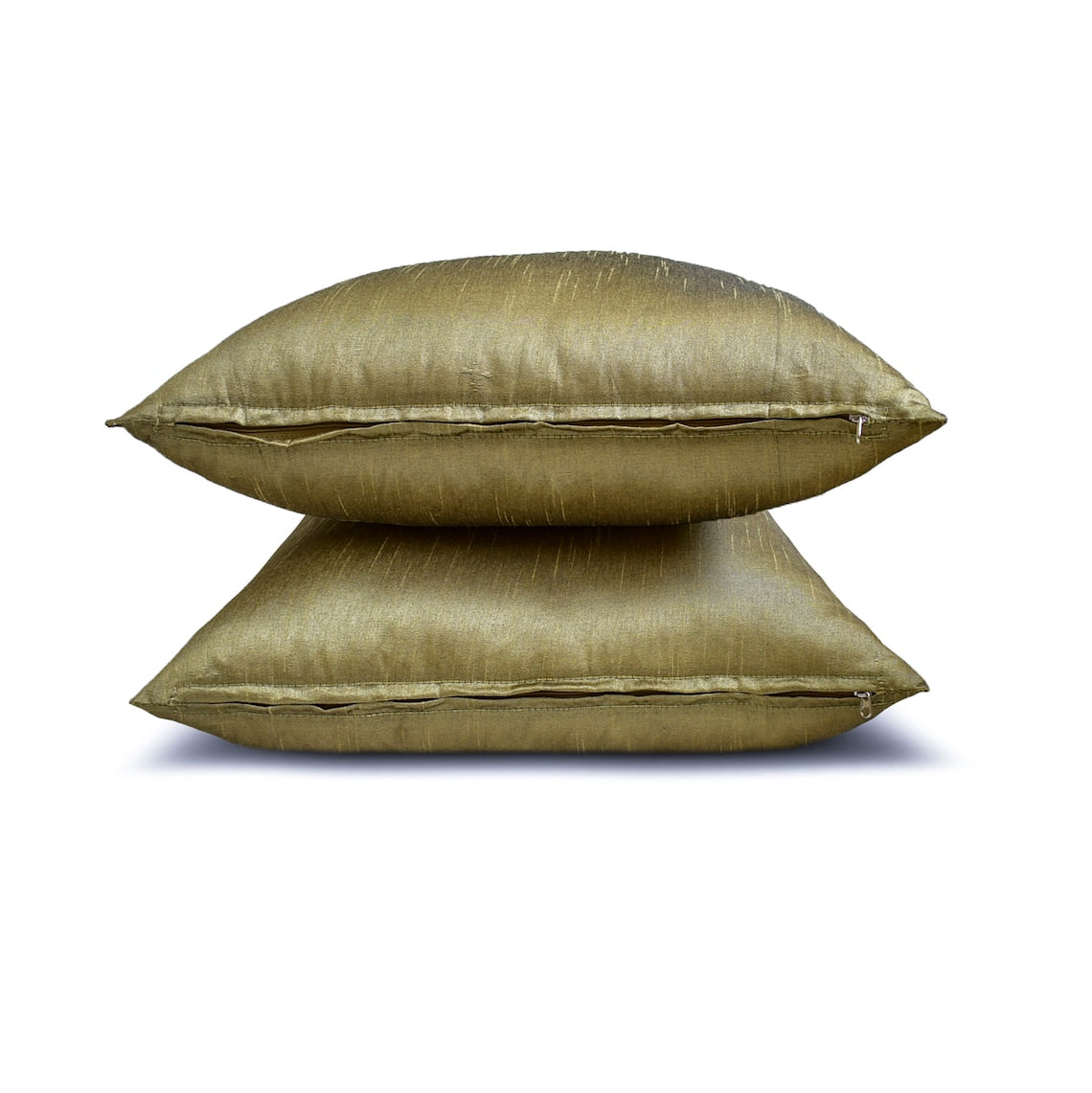 Antique Gold Luxury Silk Throw Pillow Covers (Set of 2) - Elegant Home Decor for Sofa, Bedroom & Living Room