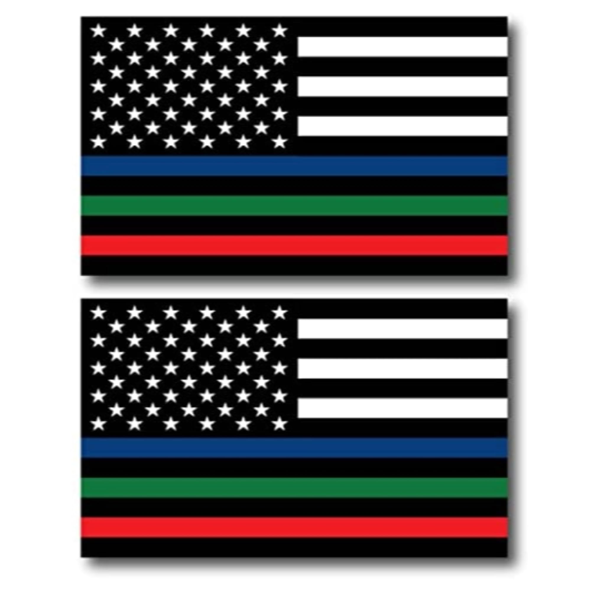 Thin Line Flag Magnet Decal 3x5 Inches - 2 Pack Heavy Duty Car Magnet for Truck, SUV, Van - Support Police, Firefighters, Military - Perfect for Vehicle Decoration, Patriotic Displays & First Responder Appreciation