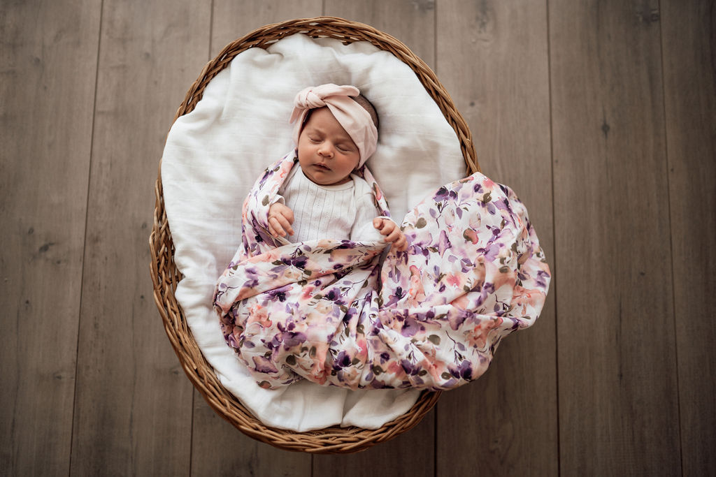 Snuggle Hunny Organic Cotton Muslin Wrap - Blushing Beauty | Soft Baby Swaddle Blanket for Newborns | Perfect for Swaddling, Nursing & Stroller Cover