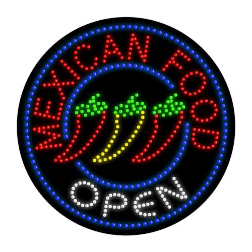 Authentic Mexican Food LED Neon Sign - Colorful Restaurant Wall Decor for Bars, Taquerias & Home Kitchens