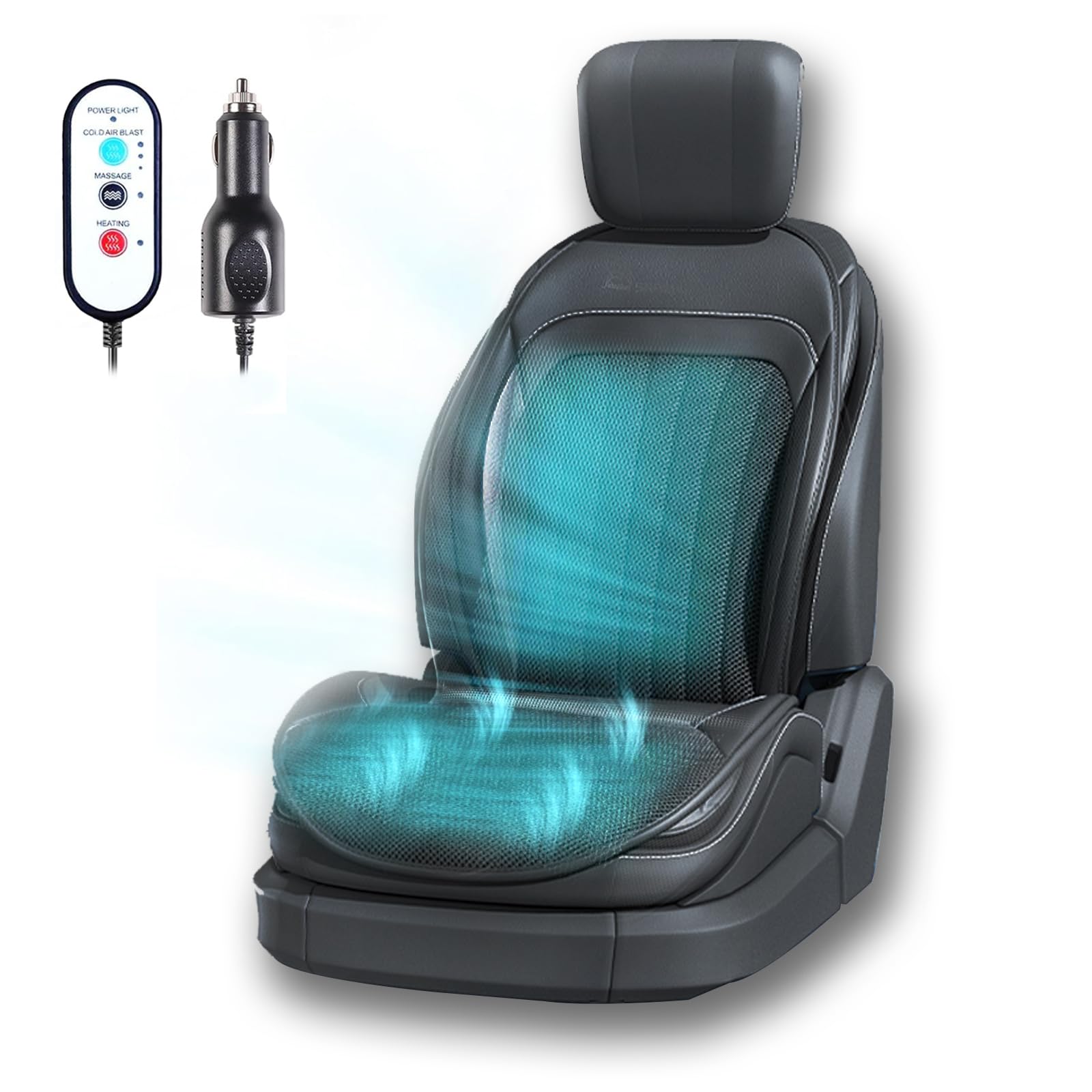 Breathable Cooling Car Seat Covers with 12V 16 Fans - 3-in-1 Summer & Winter Car Seat Cooling Pad for Comfortable Driving, Universal Fit for Most Vehicles - Perfect for Long Road Trips and Hot Weather Commutes