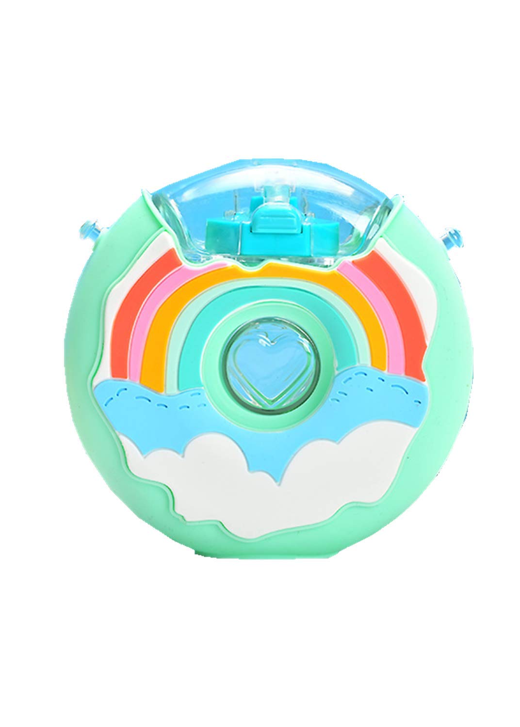 **Cute Donut-Shaped Kids Water Bottle with Straw - 13oz (380ml) Leak-Proof, Anti-Fall, Portable with Strap - Perfect for School, Outdoor Activities & Travel**