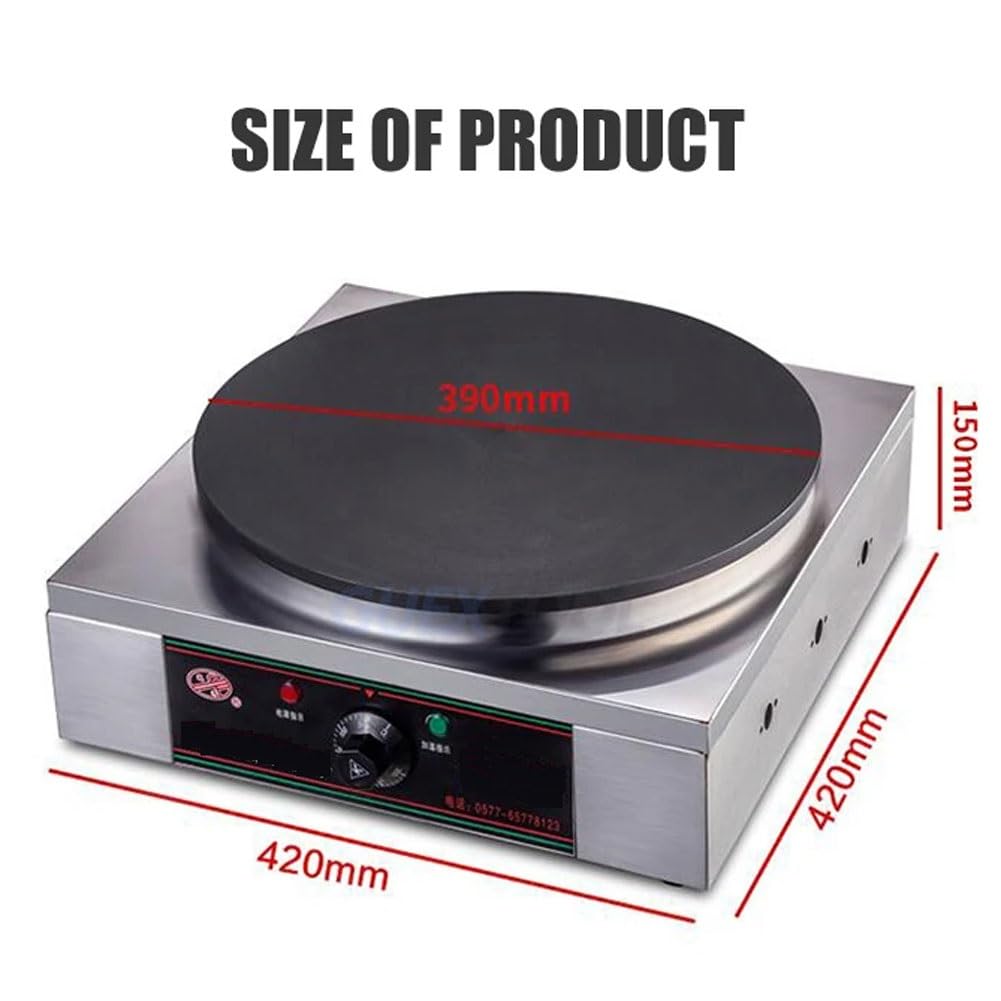 Electric Pancake Maker - Stainless Steel Non-Stick 39cm Griddle with Temperature Control | Automatic Pancake & Crepe Maker for Home, Restaurant, Breakfast, Brunch | Perfect for Family Gatherings & Commercial Kitchens