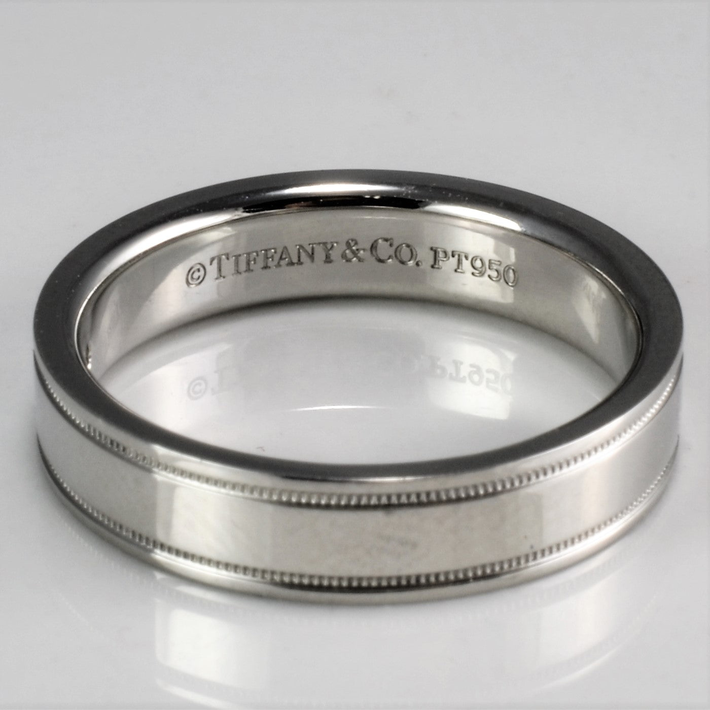 Tiffany & Co. Essential Double Milgrain Band Ring - 0.01ct Diamond Wedding Band for Women - Size 5.5 - Perfect for Engagement, Anniversary & Everyday Elegance