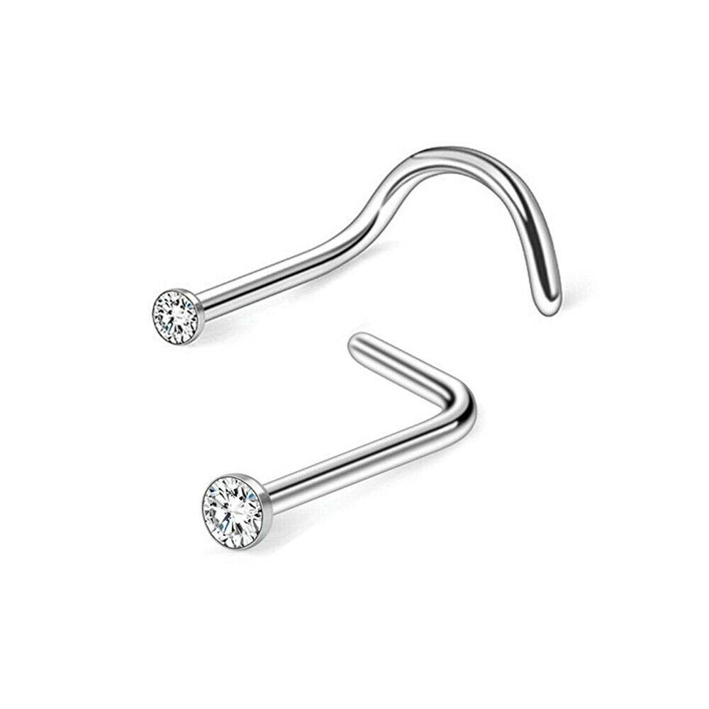 10PCS Professional Nose Piercing Kit - 20G L-Shaped Nose Rings, 18G Disposable Piercing Needles, 4oz Aftercare Solution & Forceps Clamps - Safe Body Piercing Tools for Home or Salon Use