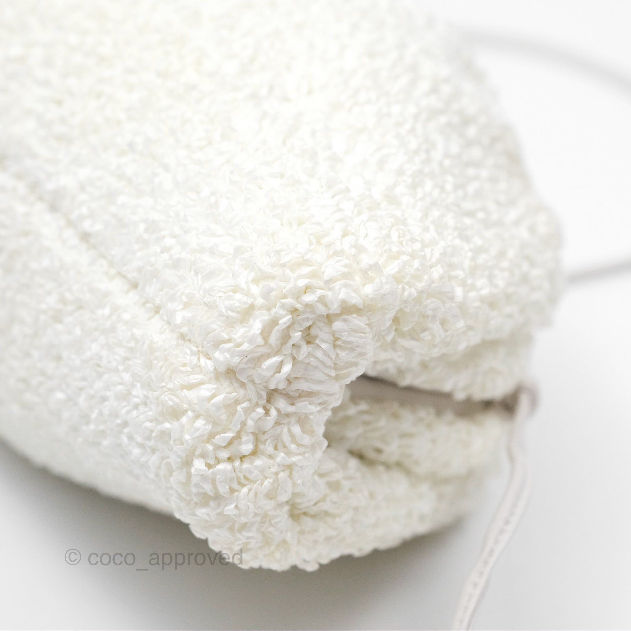 Bottega Veneta Mini Pouch Boucle Raffia Bag in White - Perfect for Summer Outings & Beach Vacations