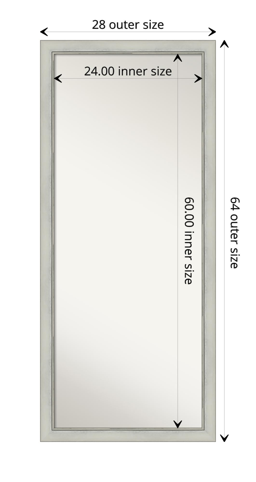 Amanti Art 64x28 Inch Silver Full Length Mirror - Free Standing or Wall Mounted Dressing Mirror with Traditional Flair Silver Patina Frame - Perfect for Bedroom, Living Room, and Entryway Decor - Handcrafted in Wisconsin USA