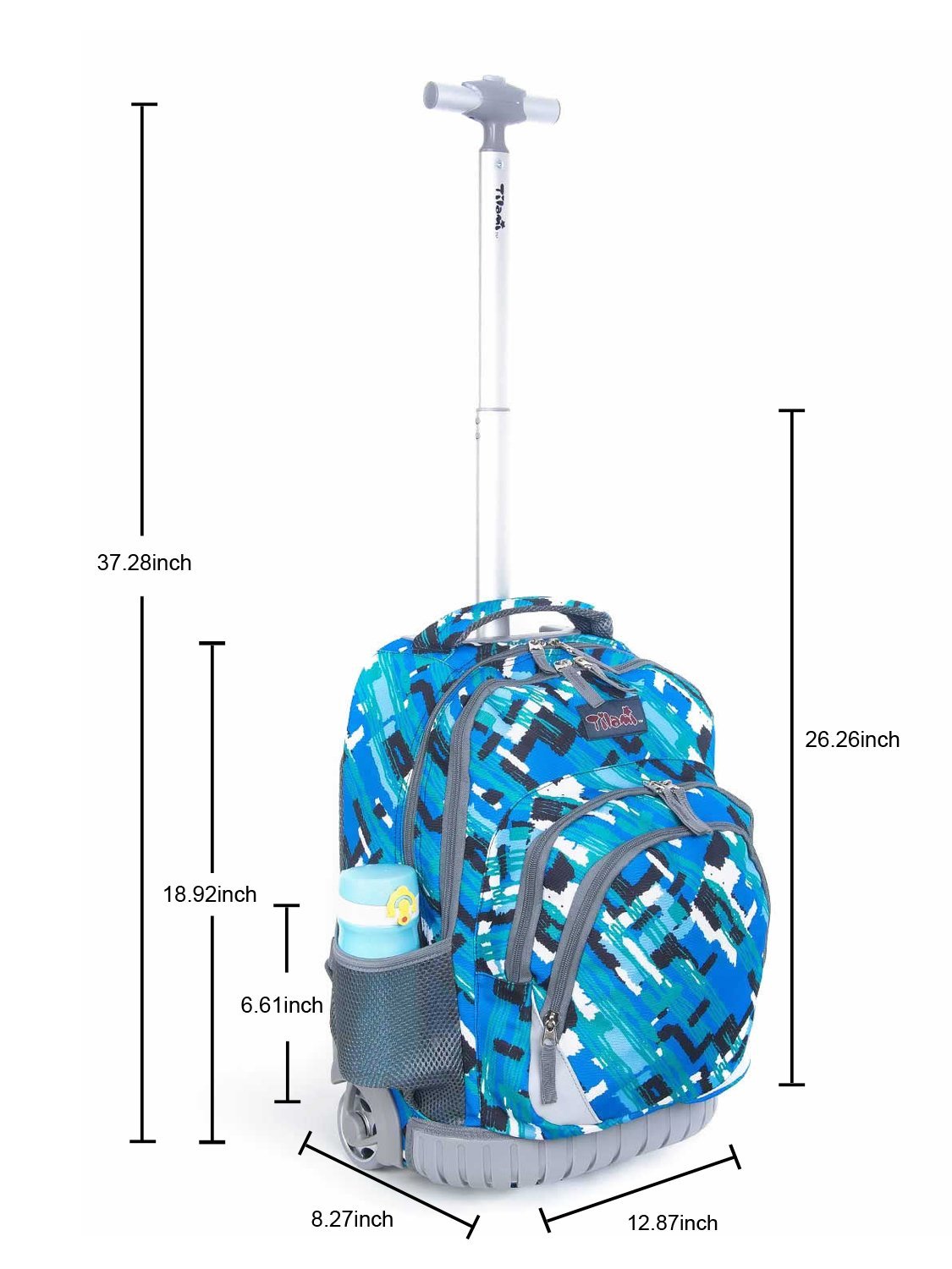 Tilami 18 Inch Rolling Backpack for Kids - Durable School Backpack with Wheels for Boys & Girls, Laptop Compatible, Ocean Blue - Perfect for School, Travel & Daily Use