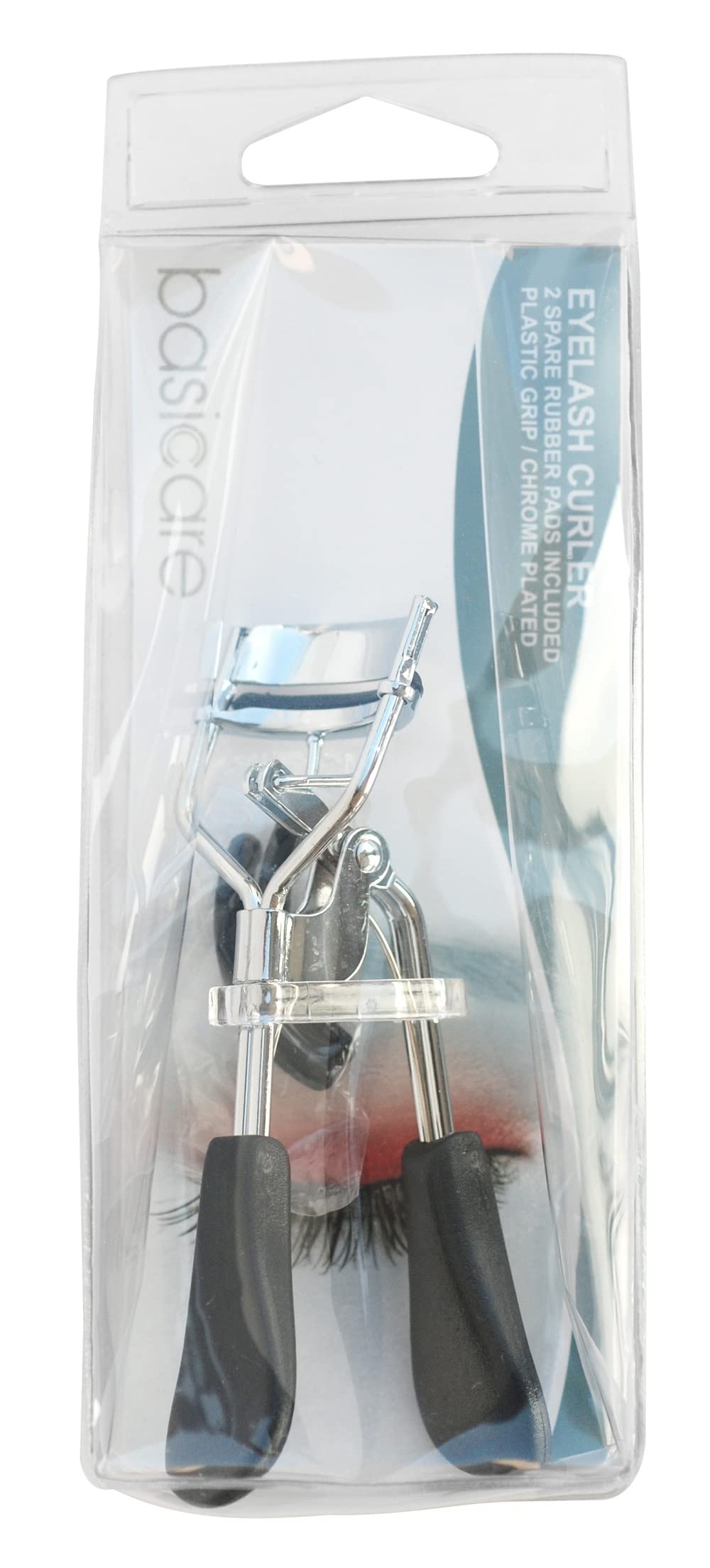 Basicare Professional Chrome Plated Eyelash Curler with Non-Slip Grip - 2 Extra Rubber Pads Included | Long-Lasting Curls for All Eye Shapes | Perfect for Daily Makeup & Special Occasions