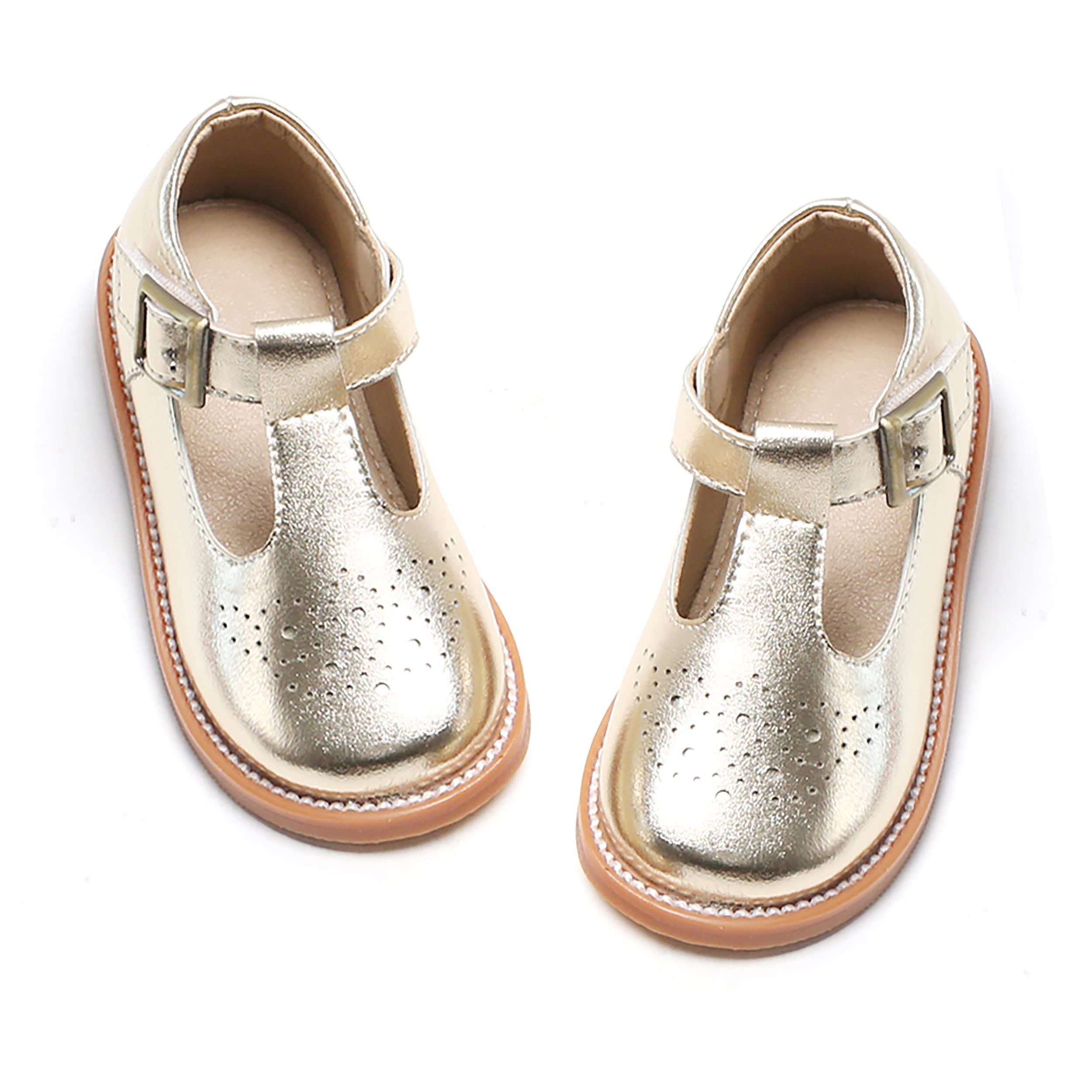 GINFIVE Toddler Girls Mary Jane Flats - Comfortable Dress Shoes for Little Girls - Perfect for Weddings, Parties & School Events