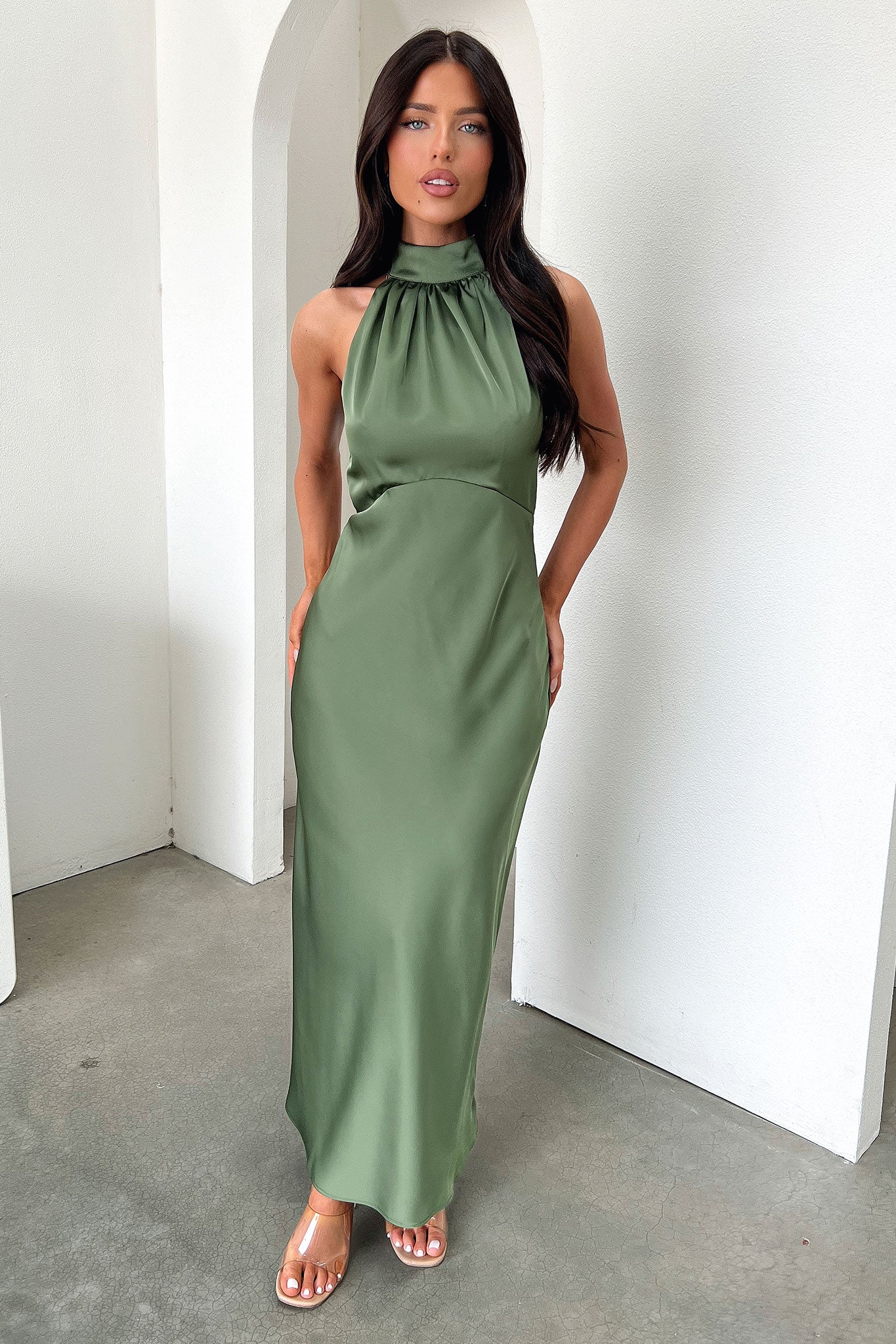 Daphne Dress in Olive Green - Elegant Women's Casual & Party Wear for Everyday Comfort