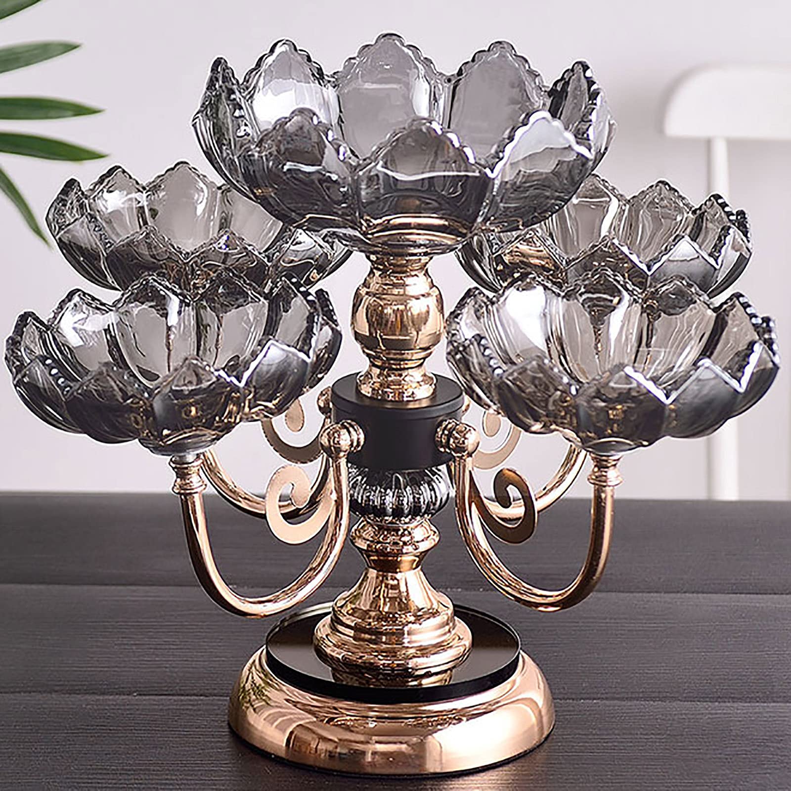 Elegant Crystal Glass Fruit Plate Basket - Stylish Smoky Gray Fruit Tray Bowl Stand for Living Room, Office & Party Decor | Perfect for Entertaining, Kitchen Display & Gift Giving