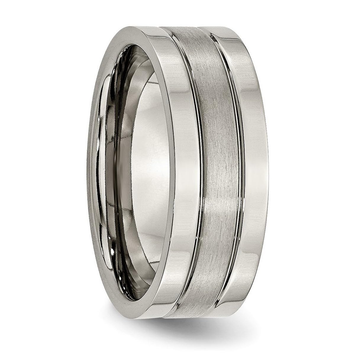 Titanium Grooved 8mm Brushed & Polished Band Ring for Men & Women - Durable Unisex Wedding Band, Anniversary Gift Jewelry - Perfect for Everyday Wear, Special Occasions & Couples Matching Rings
