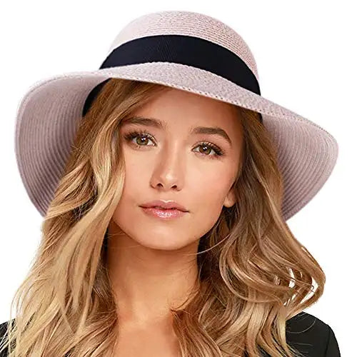 Sun Shade Straw Beach Hat for Women - UPF 50+ Wide Brim Sun Protection Hat for Outdoor, Travel, and Summer Vacations