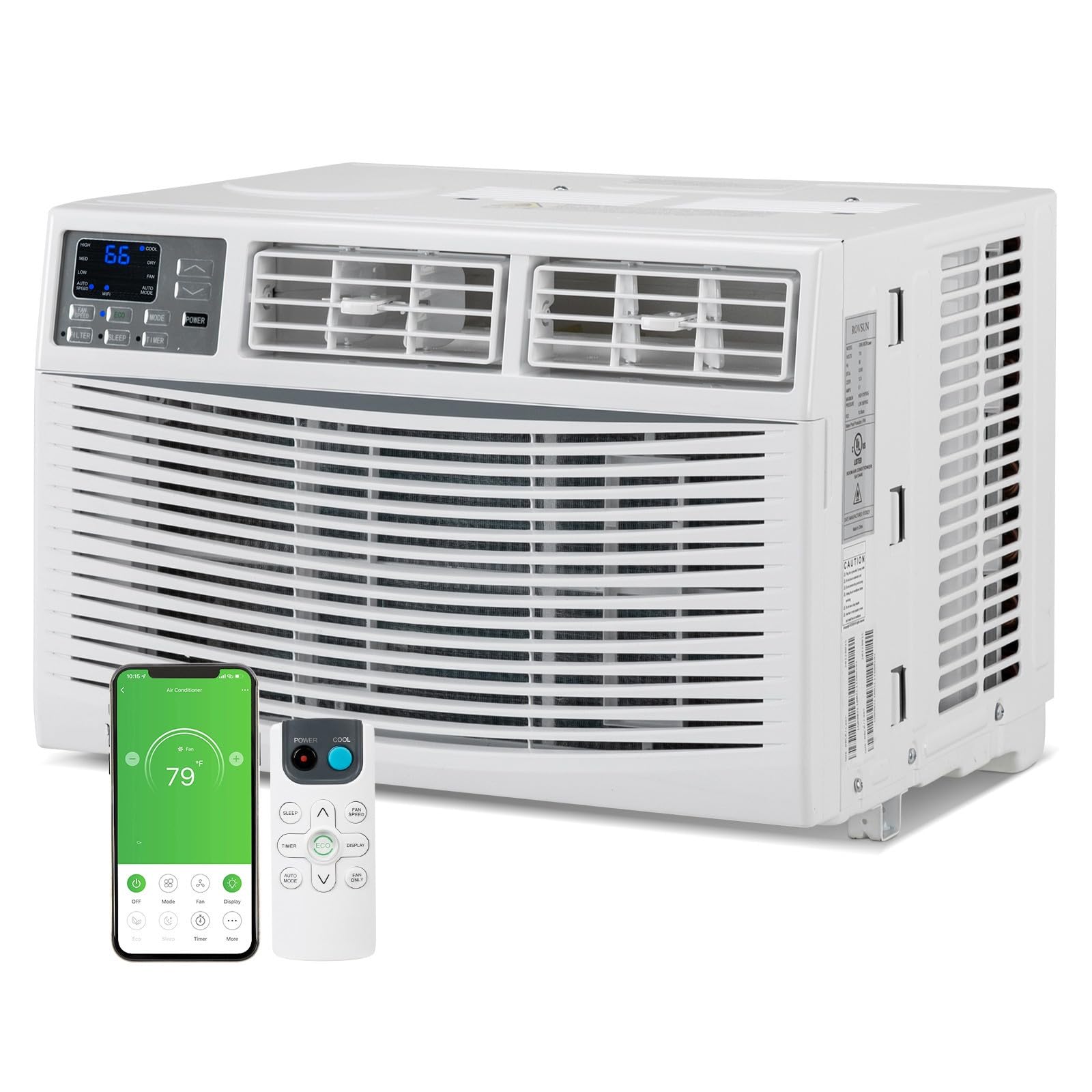 Bonnlo 8000 BTU Smart WiFi Window Air Conditioner - Energy Efficient Room AC Unit with Remote Control & Timer, Cools Up to 350 Sq.Ft (115V/60Hz, White) - Perfect for Bedrooms, Offices & Small Apartments