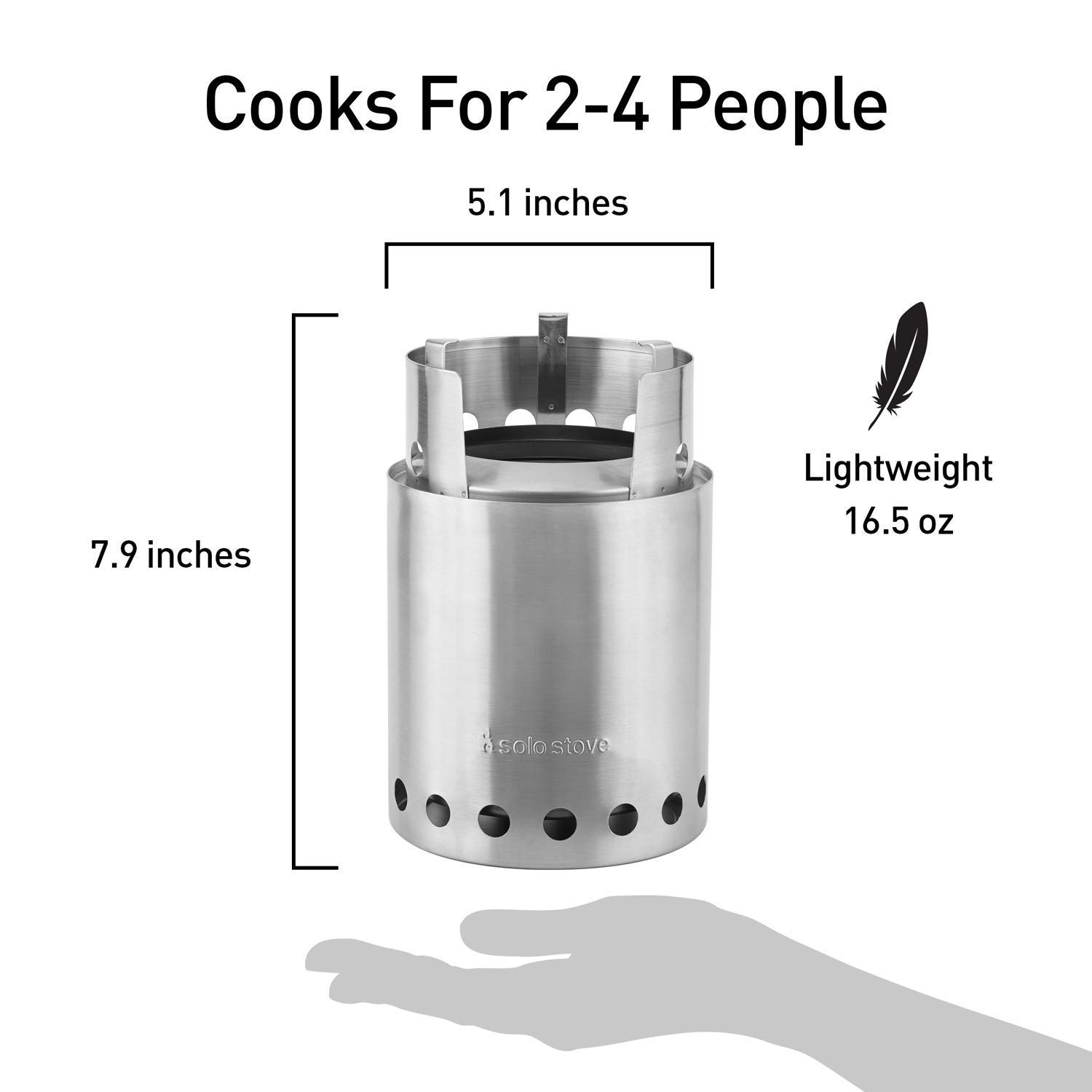 Solo Stove Titan - Portable Wood Burning Camping Stove for Backpacking, Hiking & Outdoor Cooking | Compact Stainless Steel Design | No Batteries or Fuel Needed | Perfect for Campfires, Picnics & Emergency Preparedness