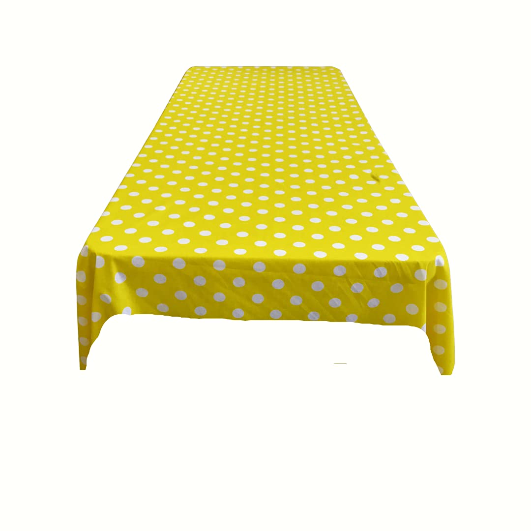 Polka Dot Cotton Tablecloth - Yellow & White 59x108 for Dining & Decor
