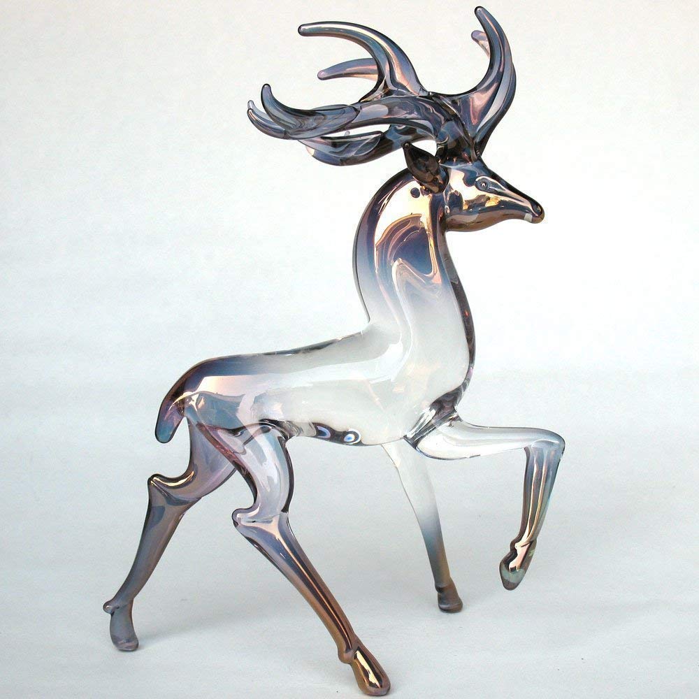 Hand-Blown Glass Deer Buck Figurine - Elegant Home Decor for Cabin, Office & Nature-Themed Gift Ideas