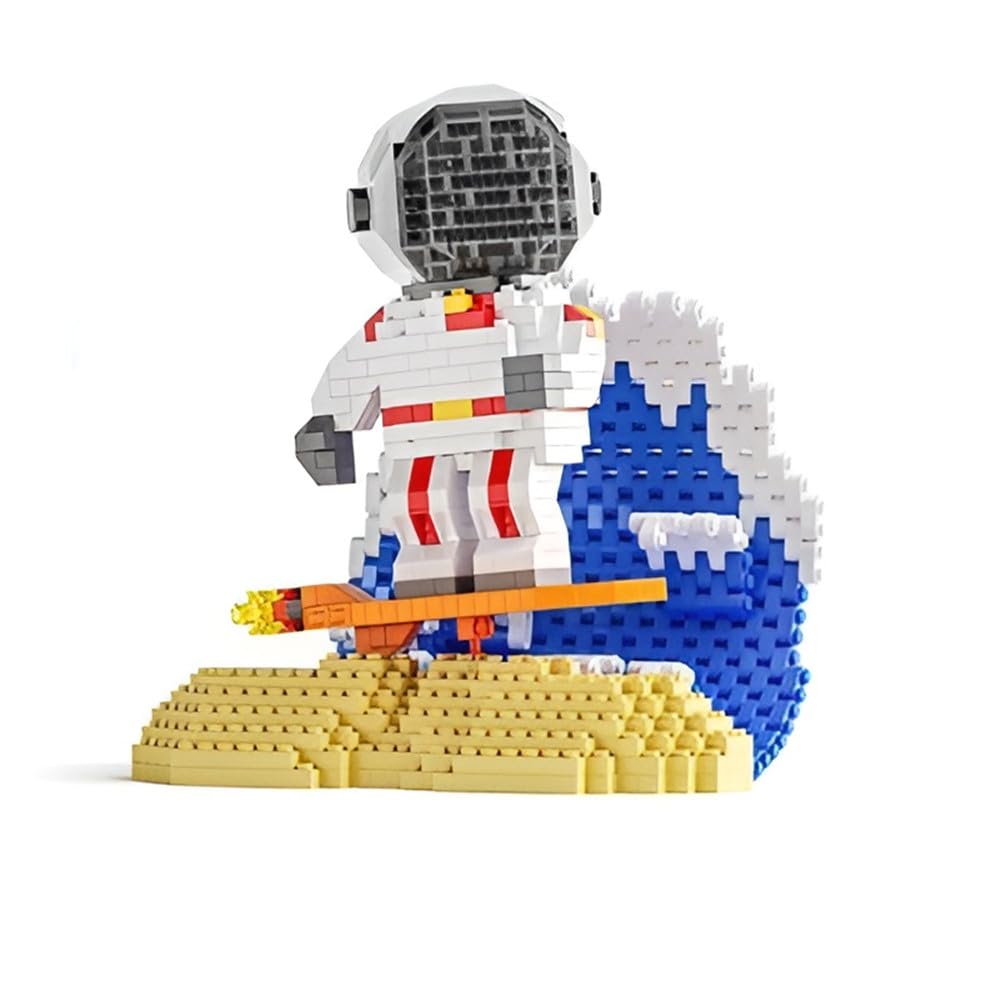 SPACE T Astronaut Micro Building Blocks Set - DIY Moon Landing Model with LED Light Kit for Adults & Teens 15+ | Creative STEM Toy for Space Enthusiasts & Collectors | Perfect for Home Decor, Gifts & Educational Play