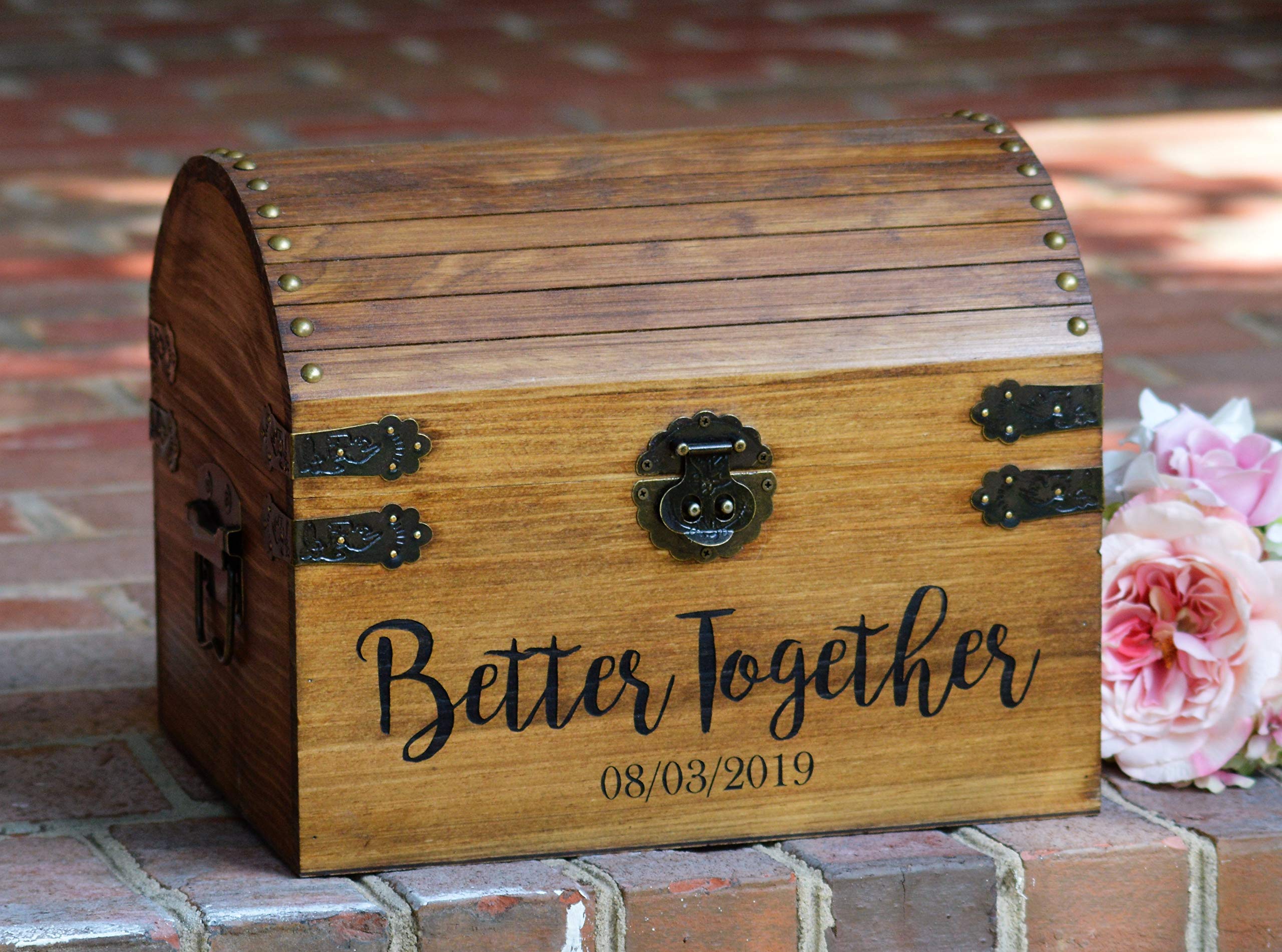 Wooden Wedding Card Box with Lock - Secure Keepsake Box for Wedding Cards, 5th Anniversary Gift | Perfect for Wedding Receptions, Bridal Showers & Memory Storage
