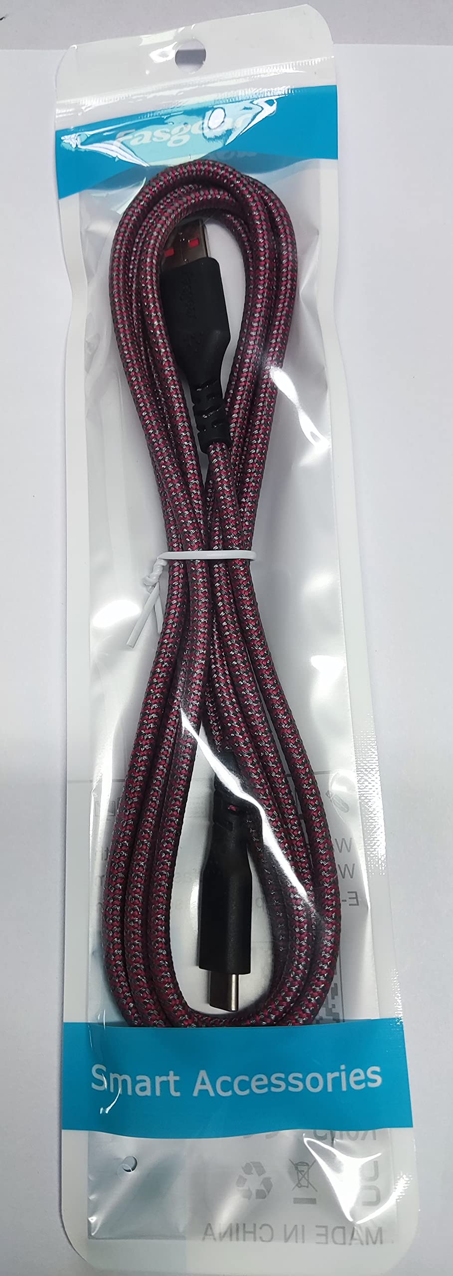 Fasgear 6ft USB C Fast Charging Cable for OnePlus 7 Pro/7T/6T/5T/3T - 30W Dash Charge Nylon Braided Type-C Cable (Red) | Perfect for Home, Office & Travel Charging