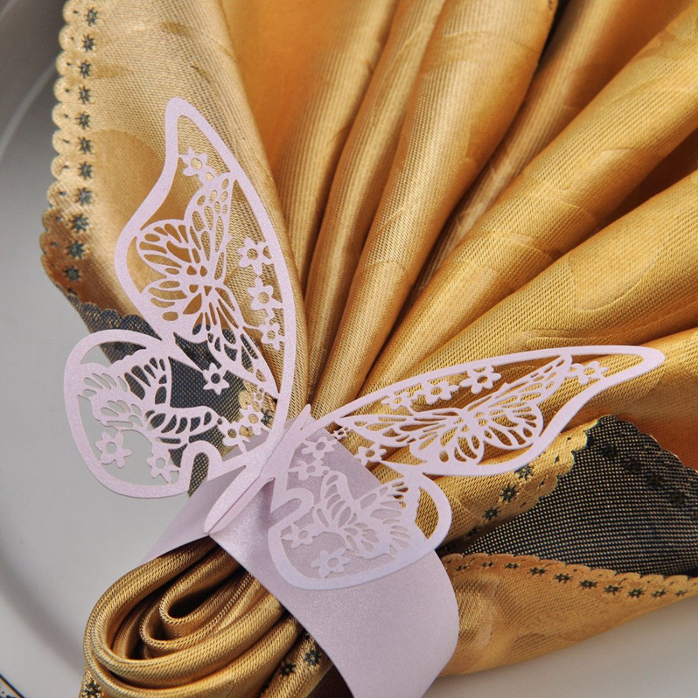 50pcs Purple Laser Cut Butterfly Napkin Rings - Elegant Table Decor for Weddings, Birthday Parties, Anniversaries & Romantic Dinners | King&Pig Home Decor Accessories